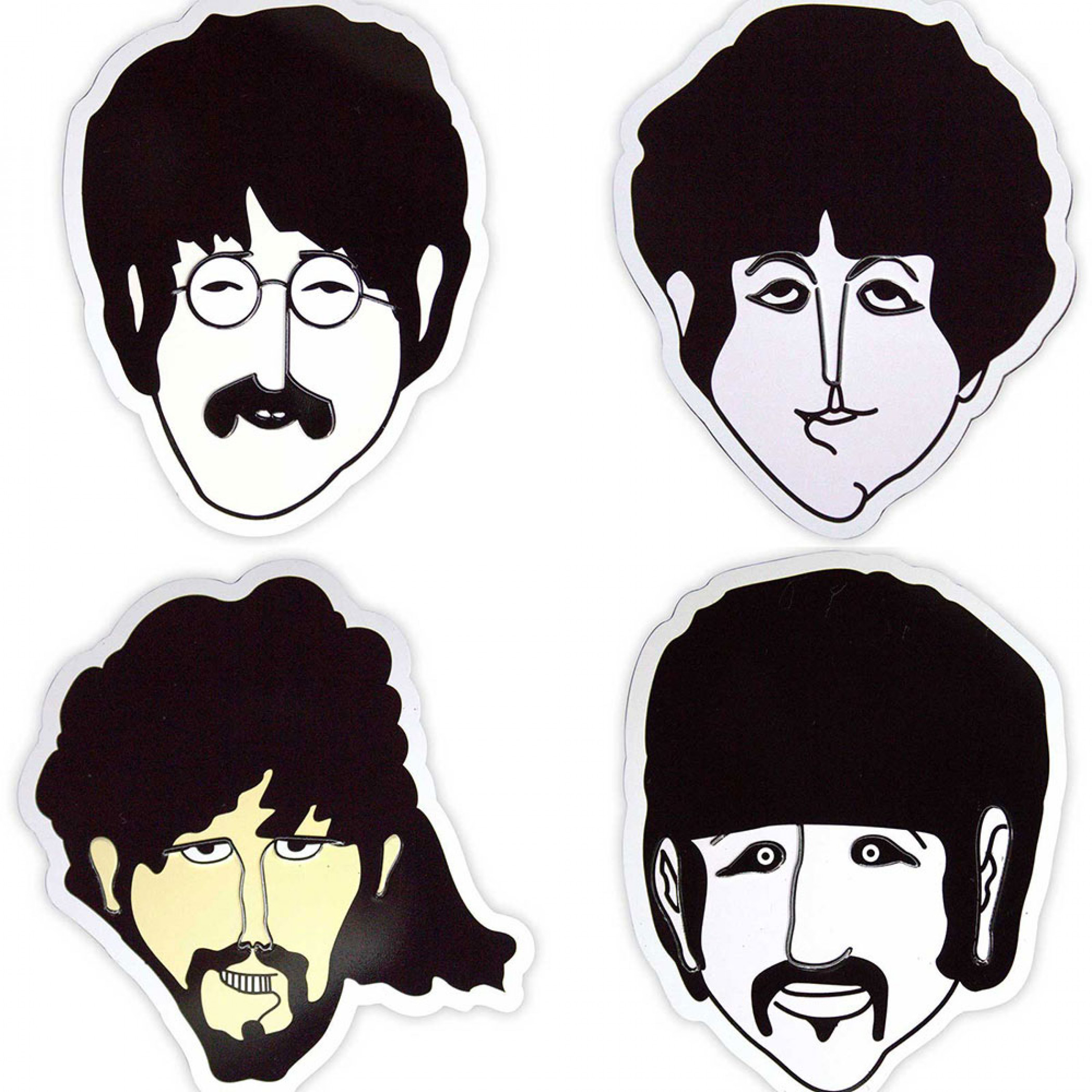 The Beatles Yellow Submarine Heads Embossed Magnet Set