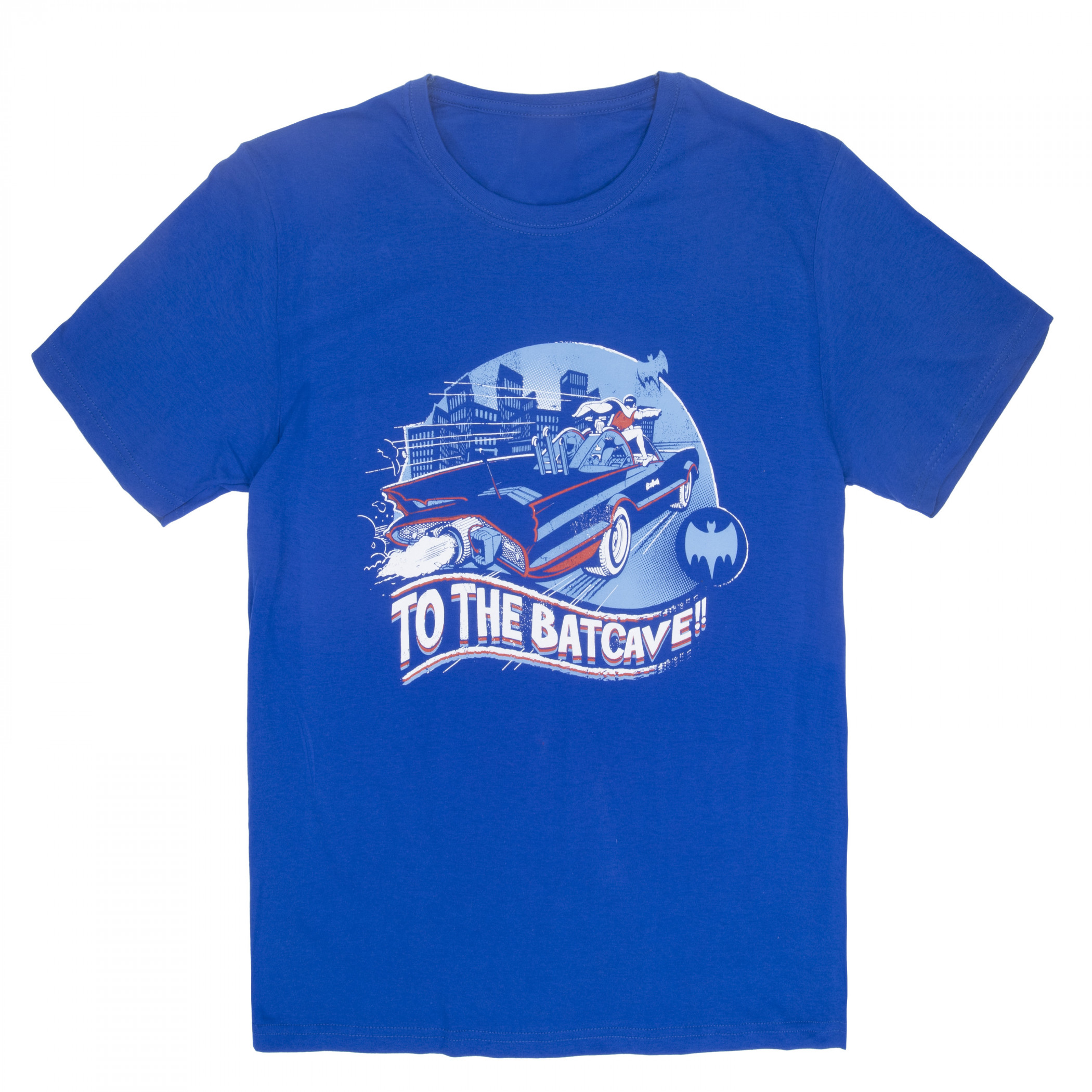 Batman in Batmobile To The Batcave T-Shirt, Blue