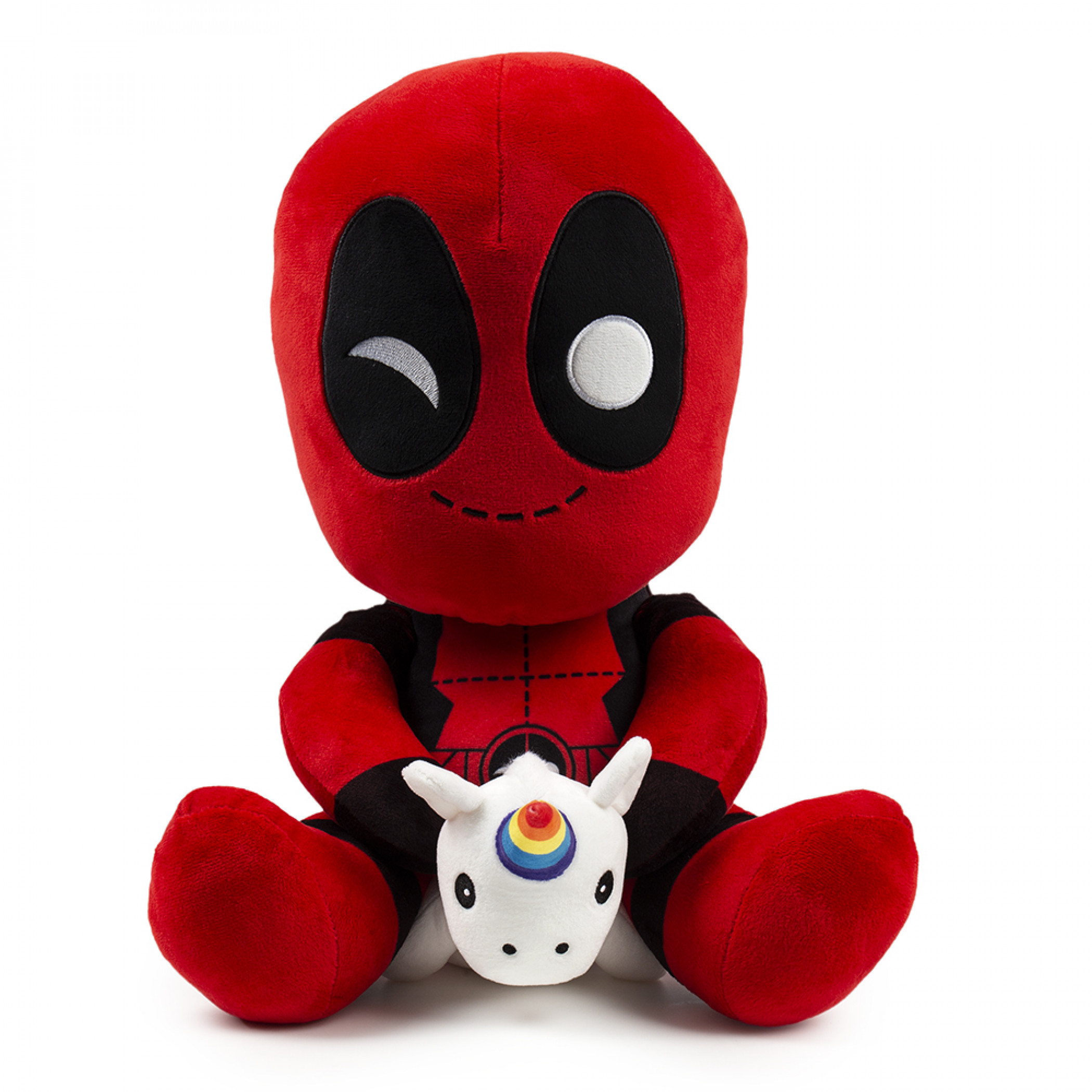 Deadpool Unicorn Riding 16' HugMe Plush, Red