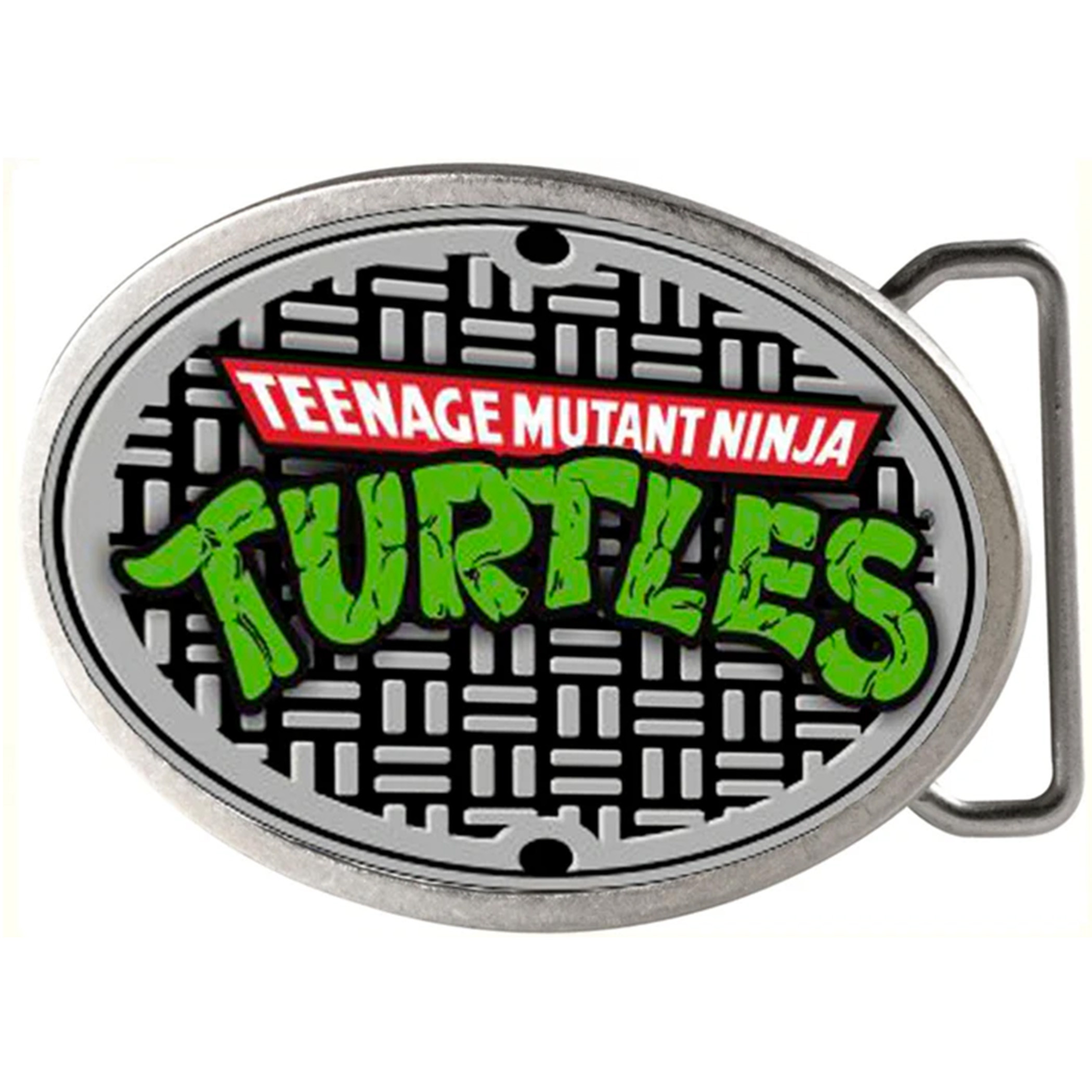Teenage Mutant Ninja Turtles TMNT Manhole Cover Belt Buckle, Silver
