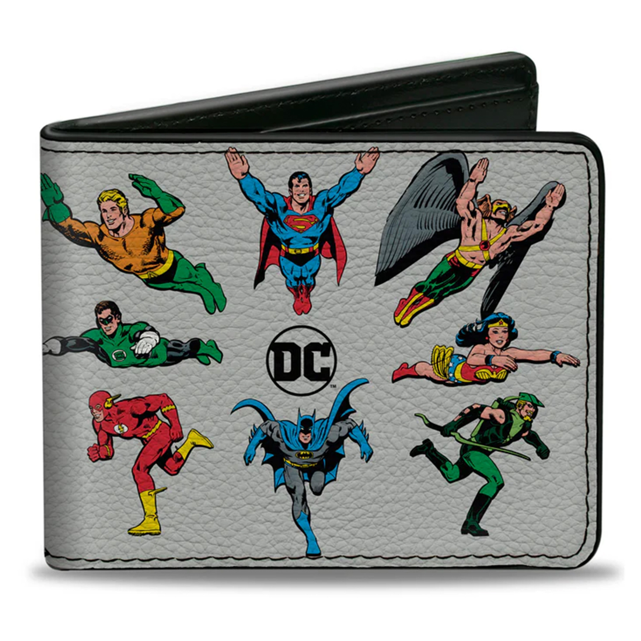 Justice League Retro Superhero Bi-Fold Wallet, Grey