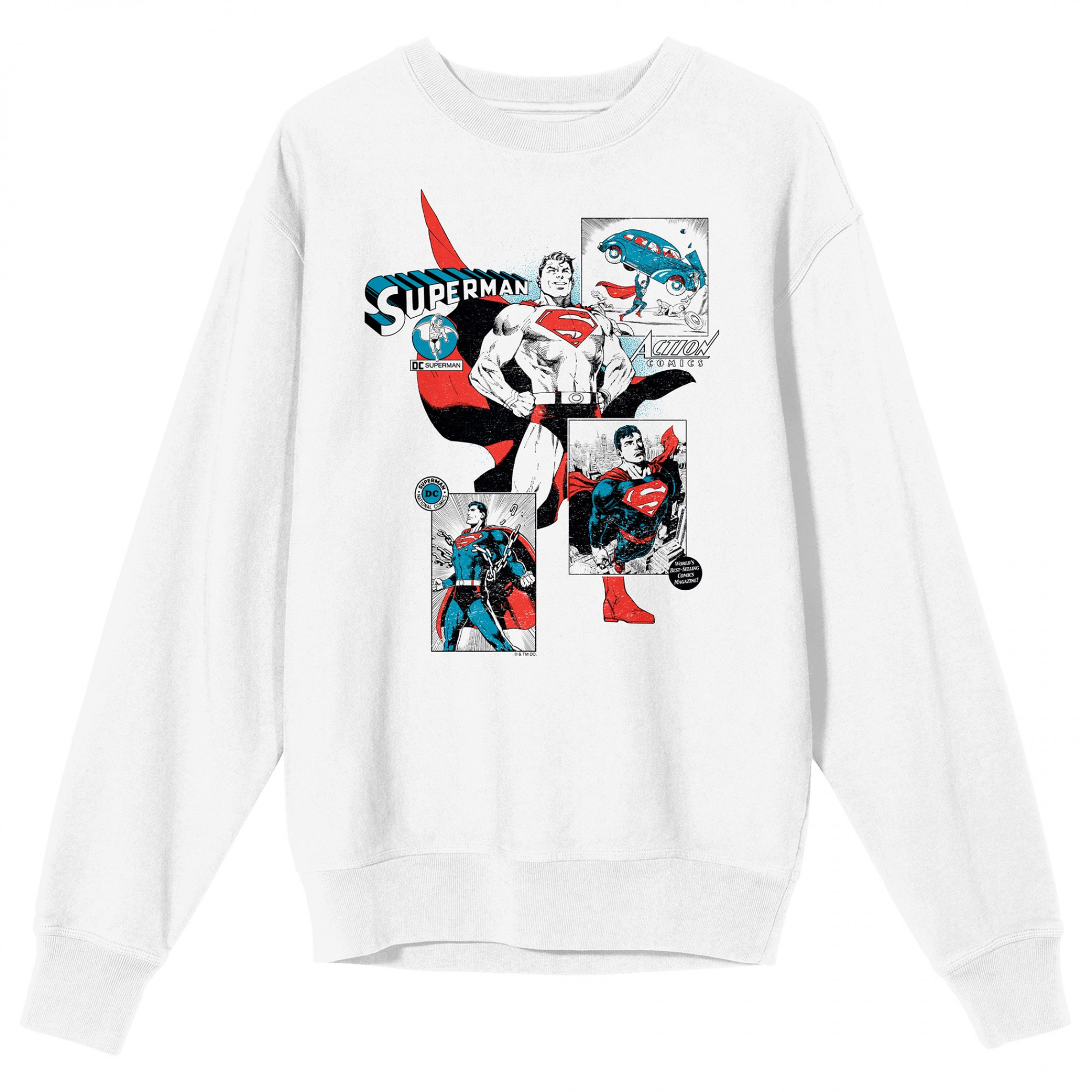 DC Comics 90th Anniversary Retro Comic Superman Sweatshirt, Multi-Color