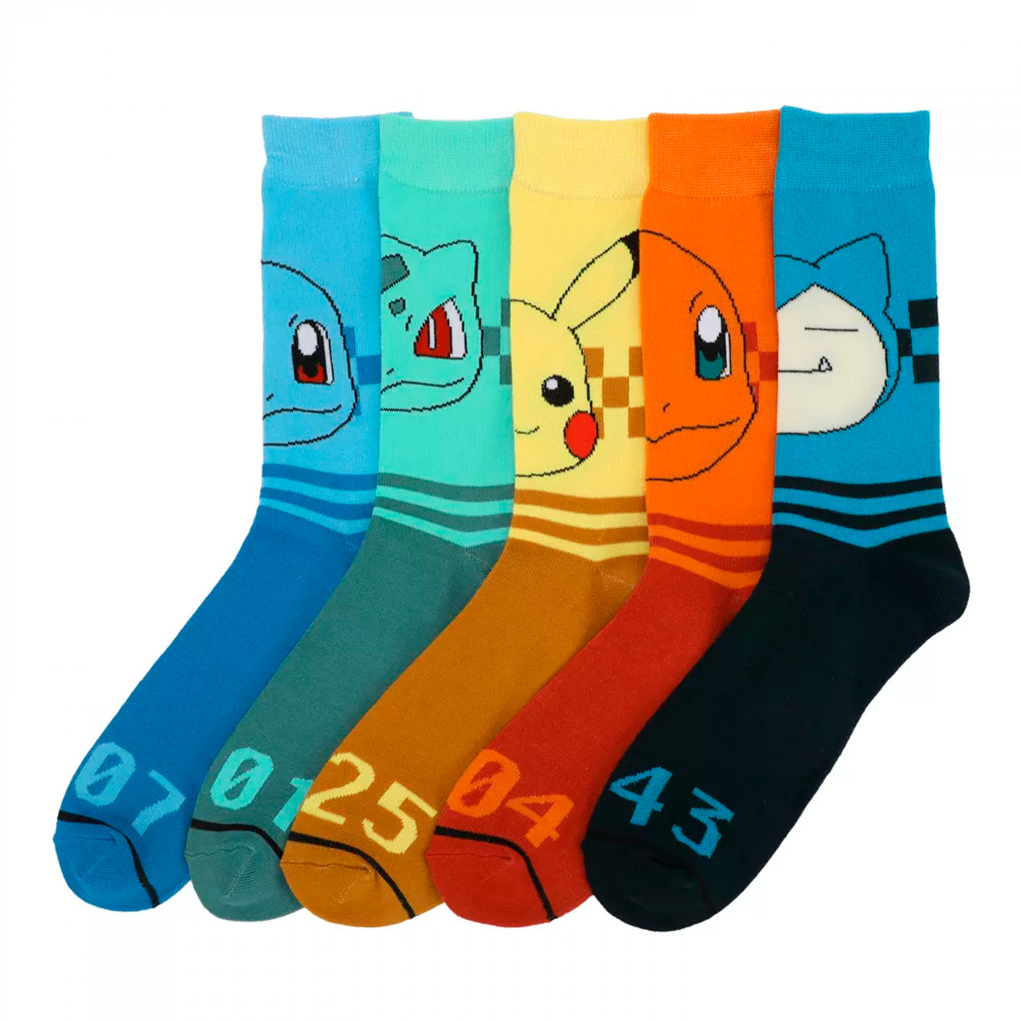 Pokémon Characters 5 Pair Crew Socks, Multi-Color