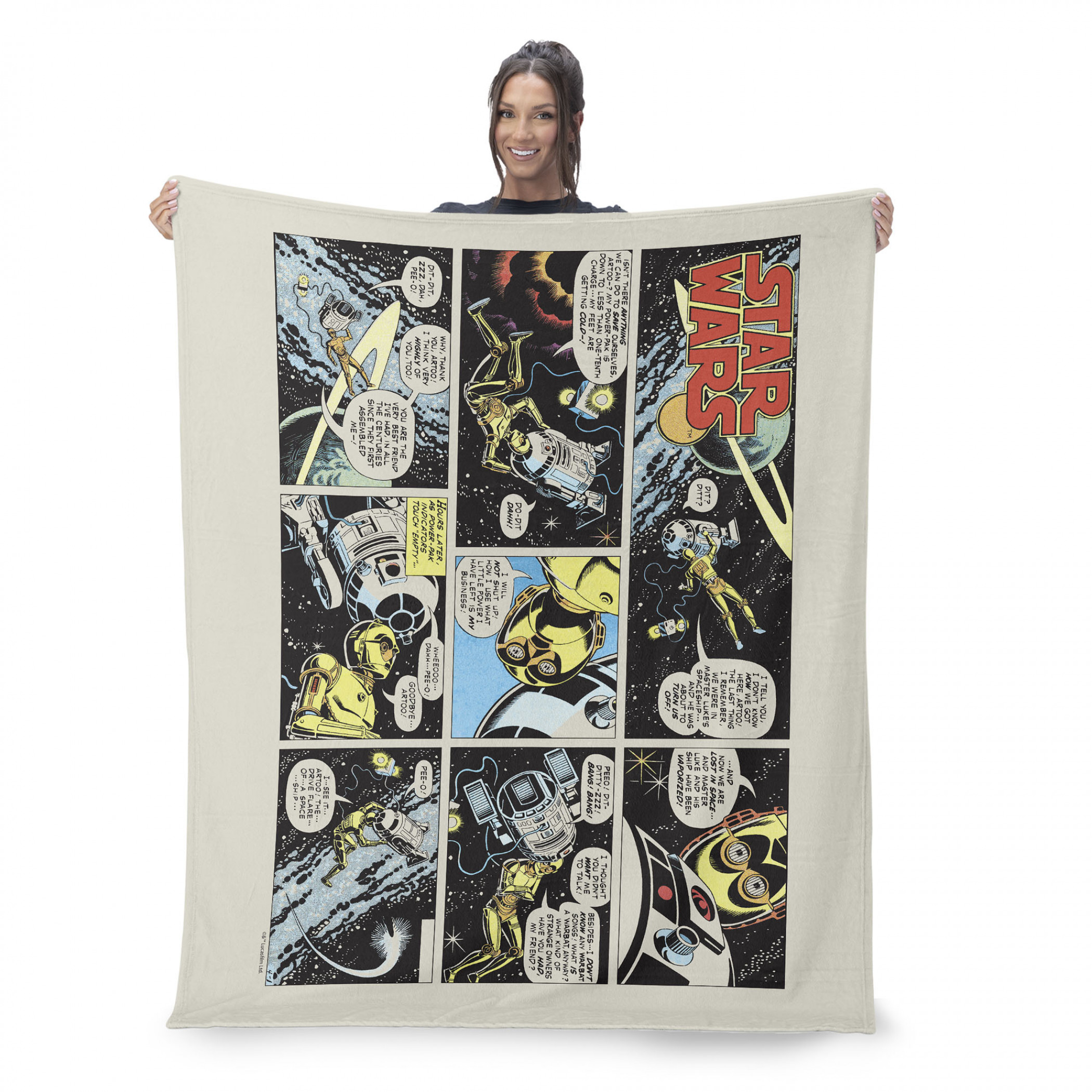 Star Wars Comic Panels R2-D2/C-3PO Silk Touch Throw Blanket, Multi-Color