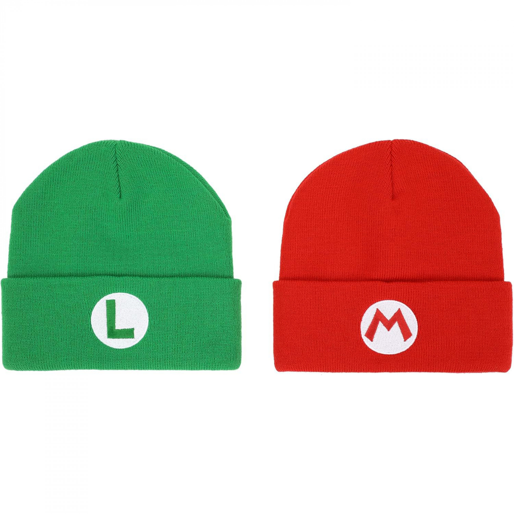 Super Mario Brothers - Mario and Luigi Set of 2 Cuff Beanies, Multi-Color