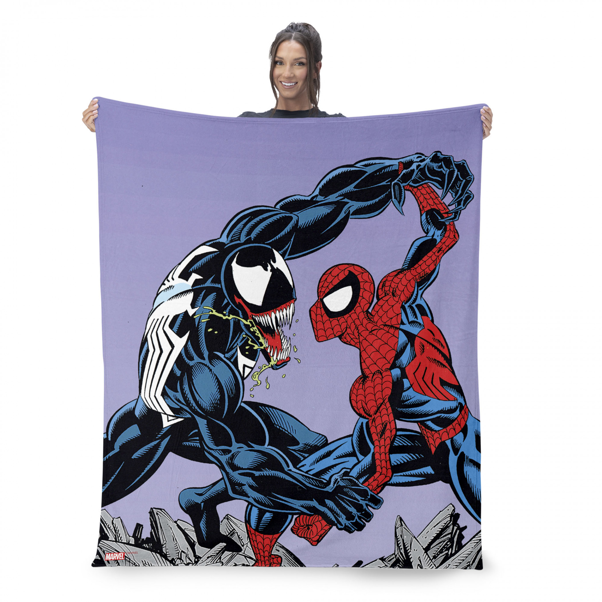 Spider-Man Venom and Spidey Fight Silk Touch Throw Blanket, Multi-Color