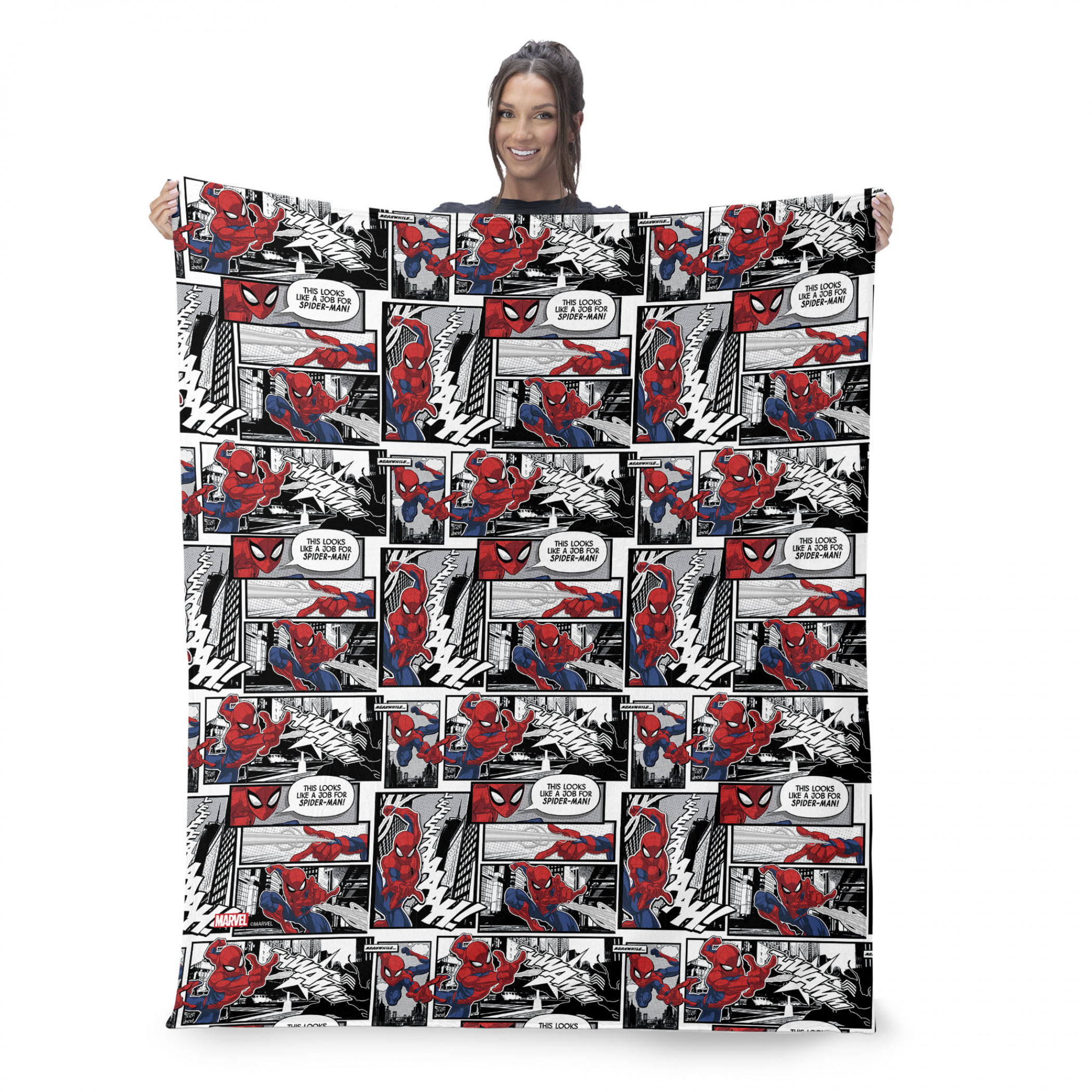 Spider-Man Comic Pattern Silk Touch Throw Blanket, Multi-Color