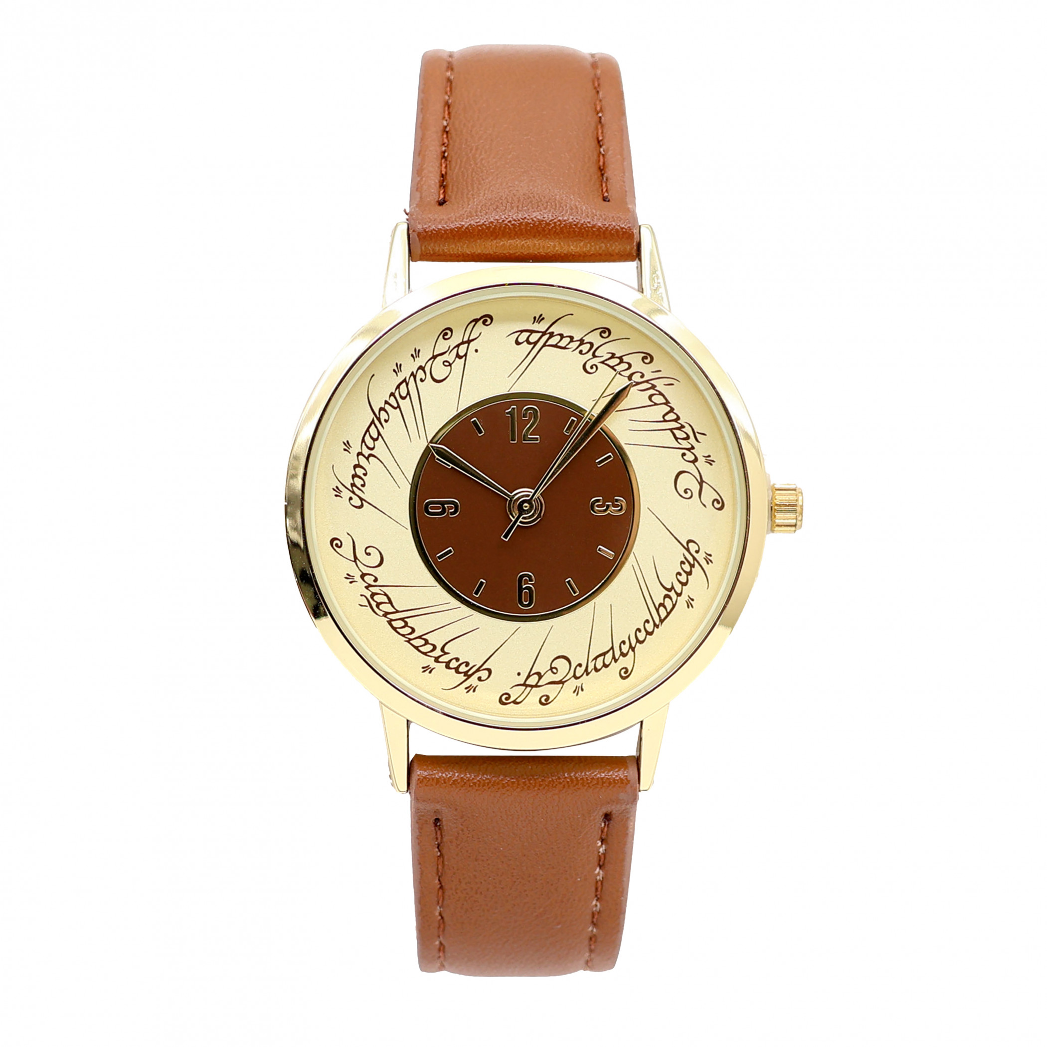 Lord of The Rings Watch Face with Leather Printed Band, Brown