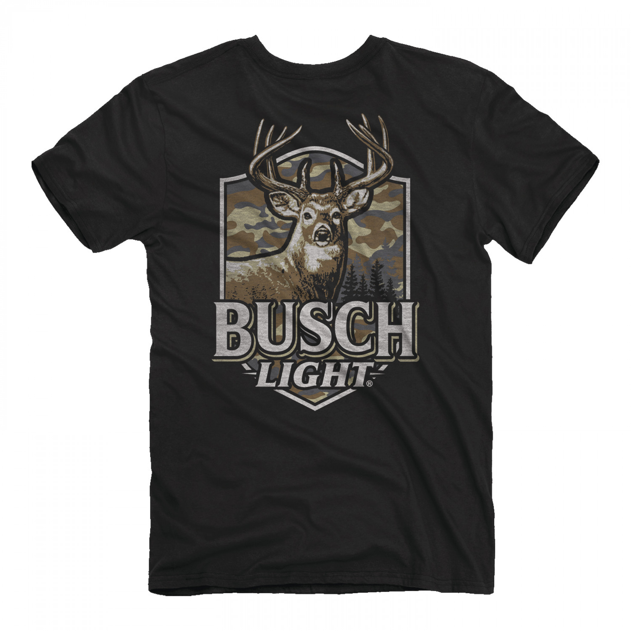 Busch Light Buck Camo Shield Front and Back Print T-Shirt