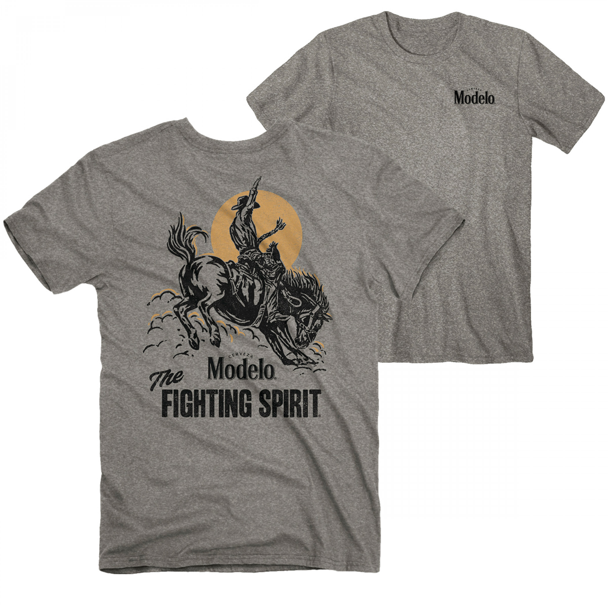 Modelo Fighting Spirit Bronco Front and Back Print T-Shirt