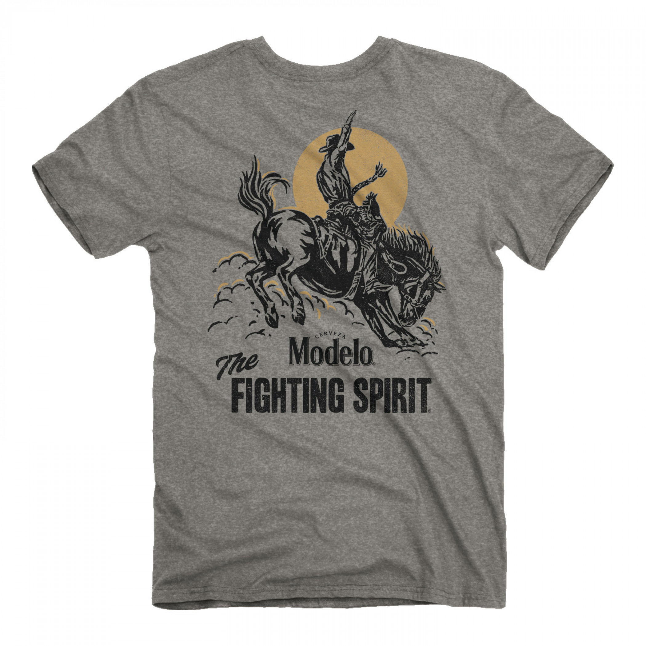 Modelo Fighting Spirit Bronco Front and Back Print T-Shirt