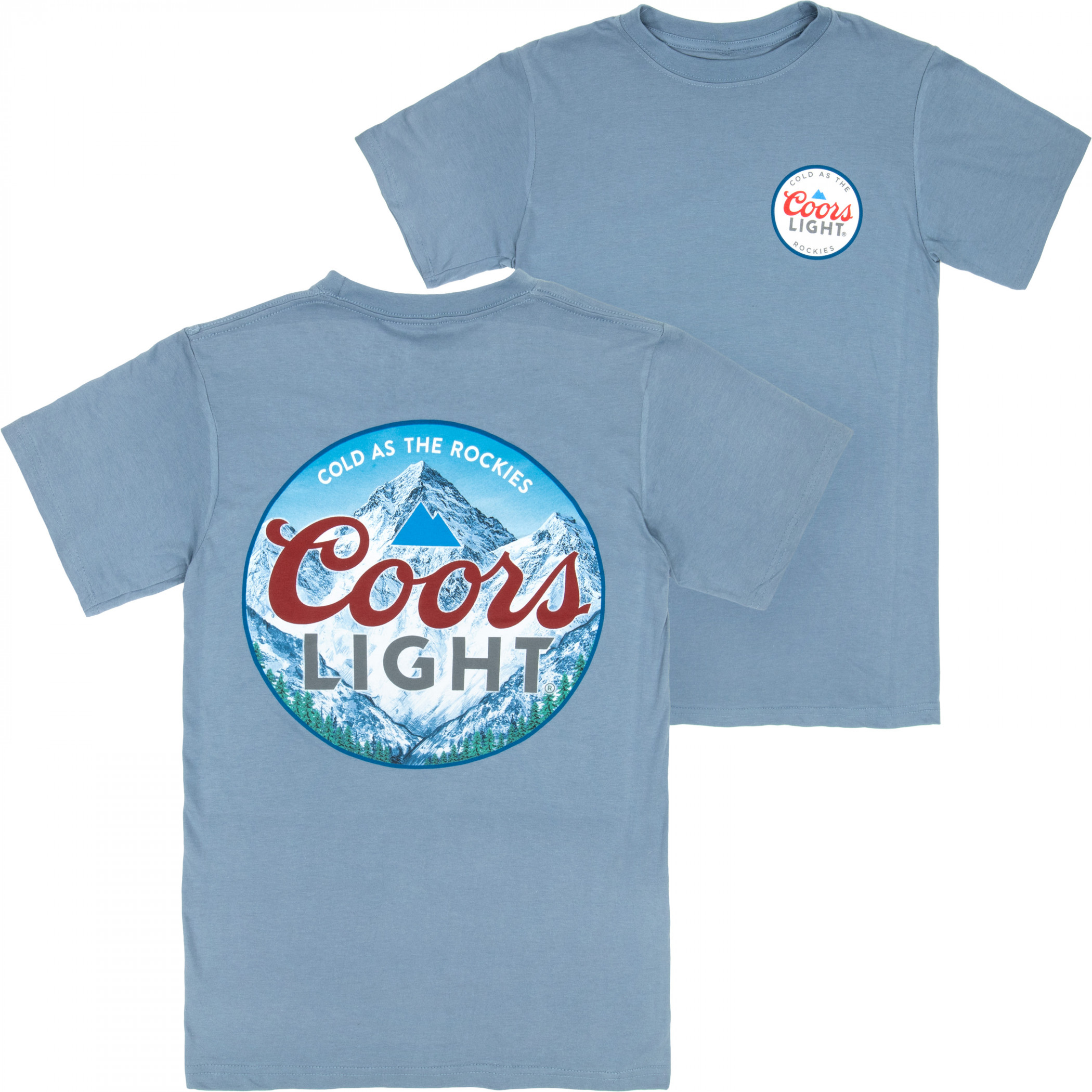 Coors Light Cold as The Rockies Front and Back Print T-Shirt