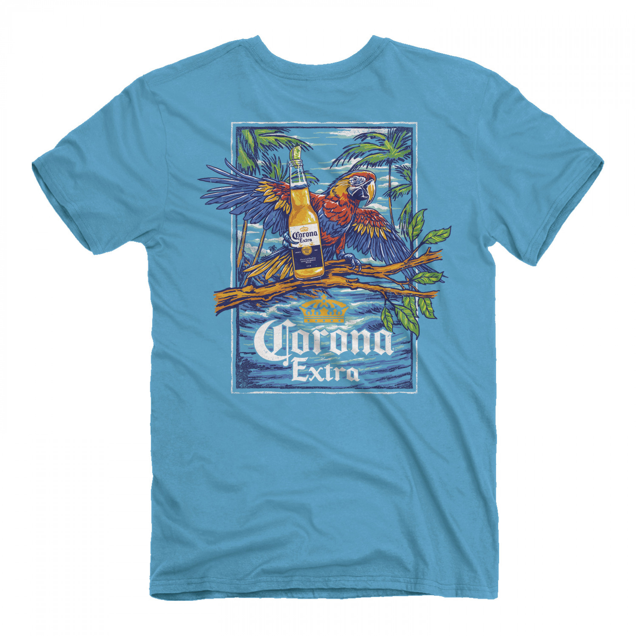 Corona Extra Caribbean Parrot Front and Back Print T-Shirt