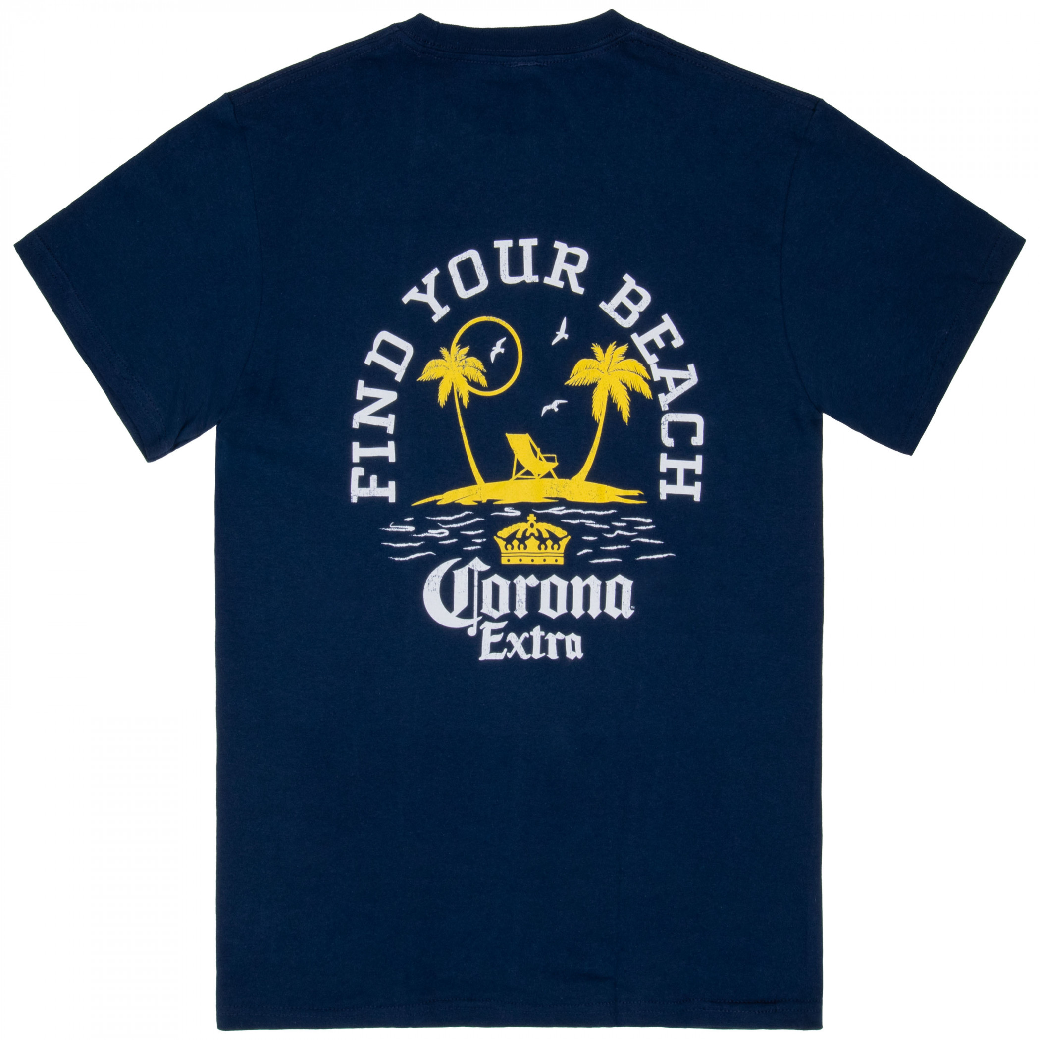 Corona Extra Vintage Palm Tree Island Front and Back Print T-Shirt