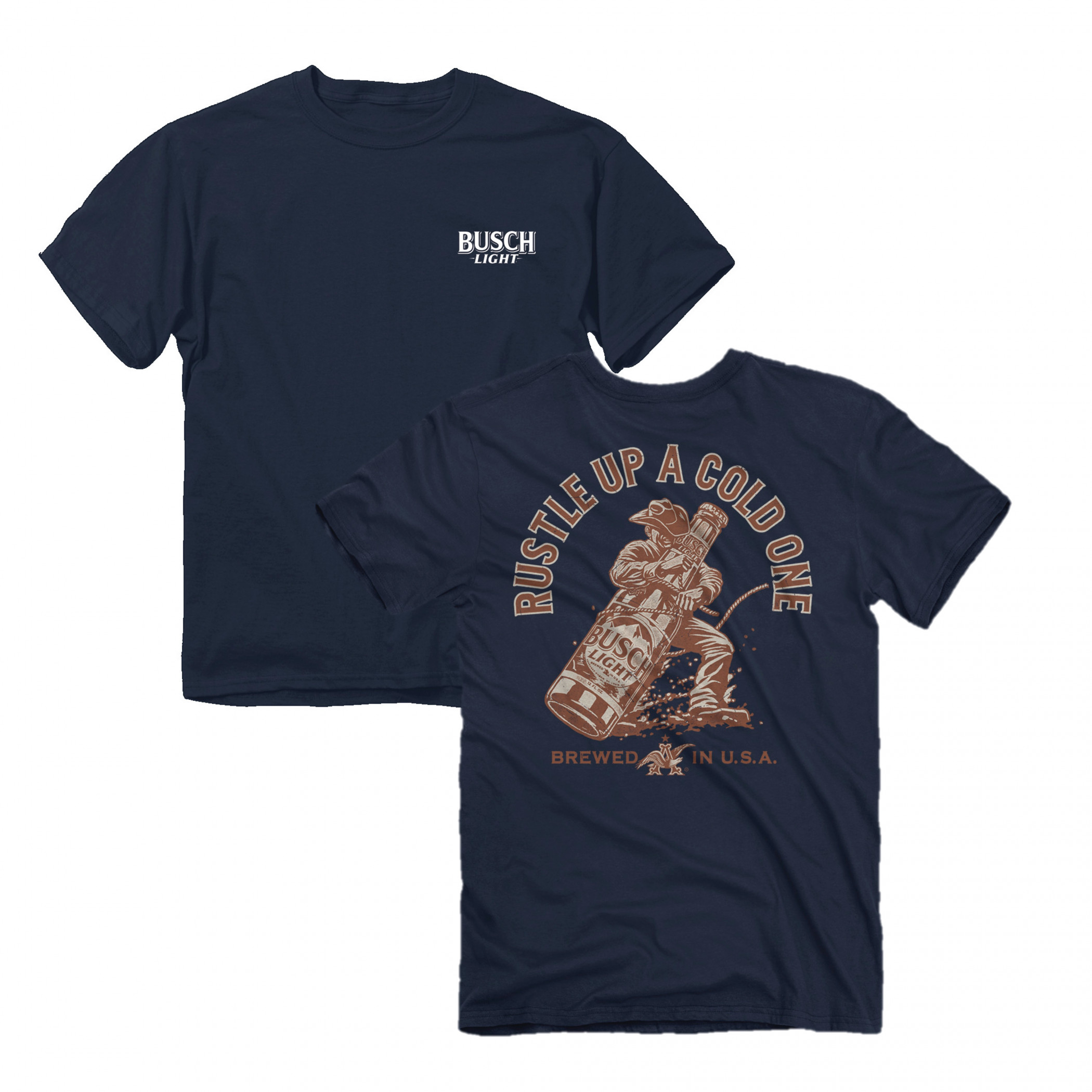 Busch Light Rustle Up A Cold One Front and Back T-Shirt