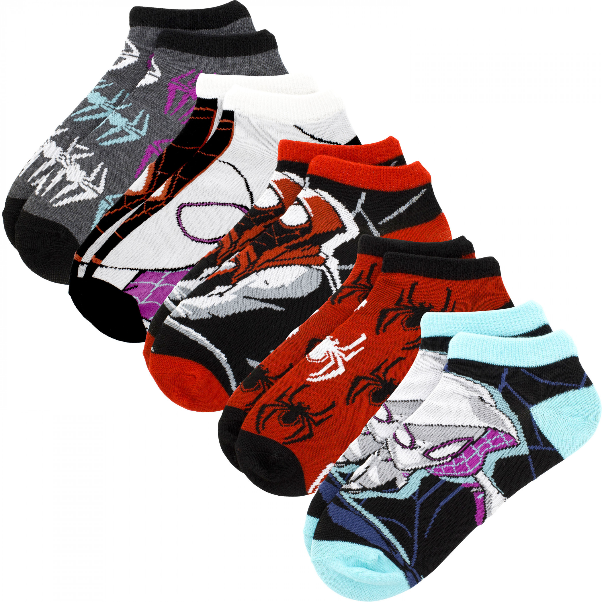 Spider-Gwen and Miles Morales Women's 5-Pair Pack of Low Cut Socks, Multi-Color