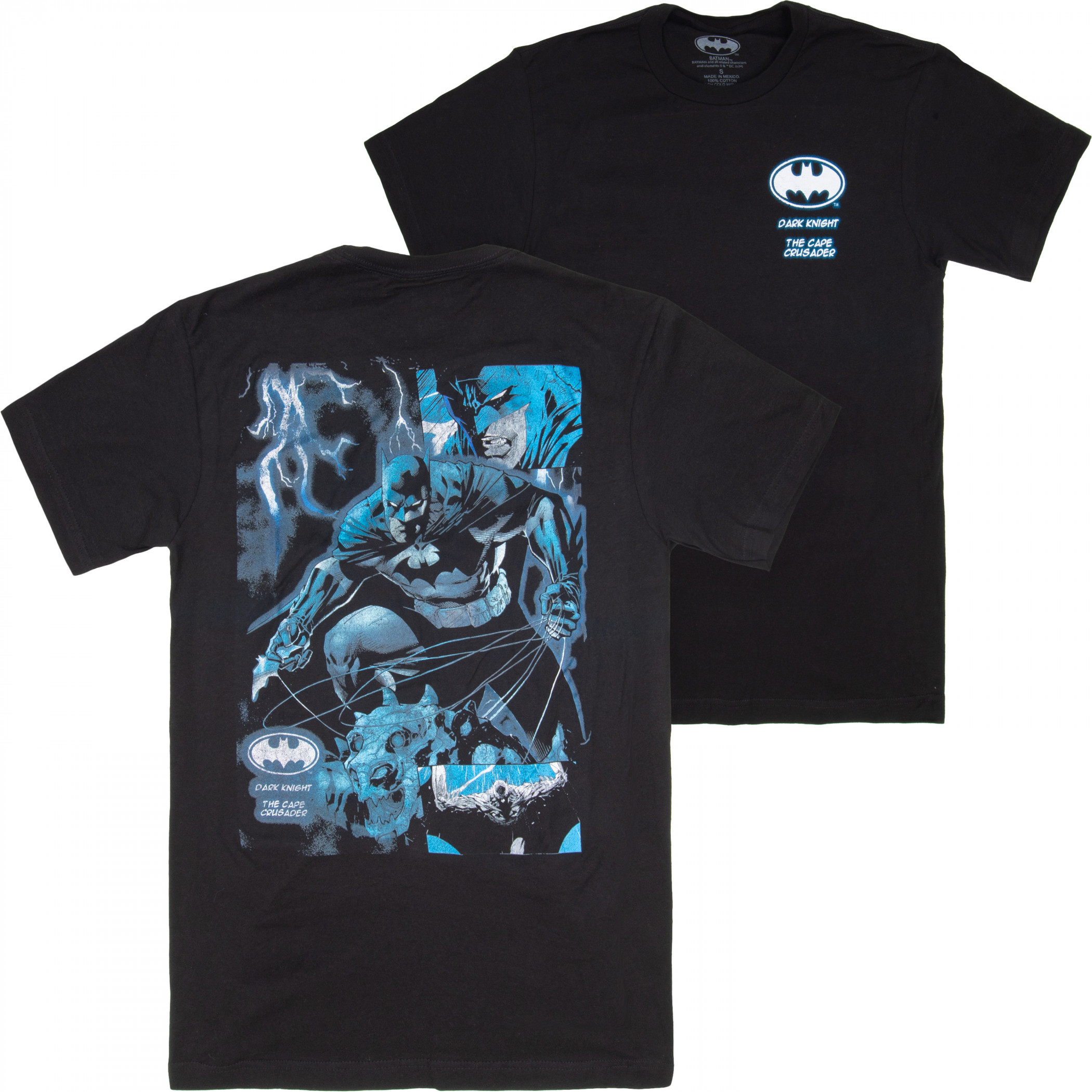 Batman Dark Knight Oversize Print Front and Back T-Shirt, Black