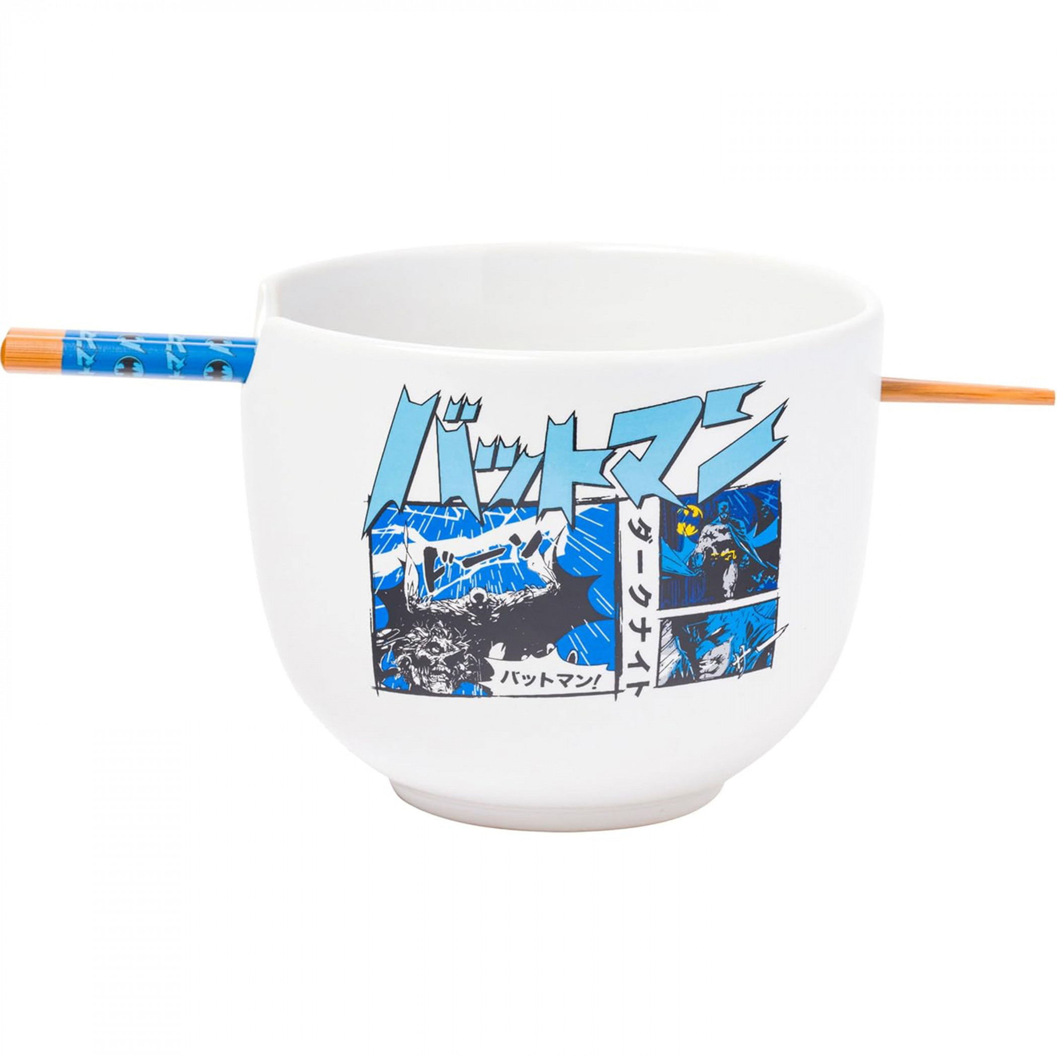 Batman Manga Panels 20oz Ceramic Ramen Bowl with Chopsticks, White