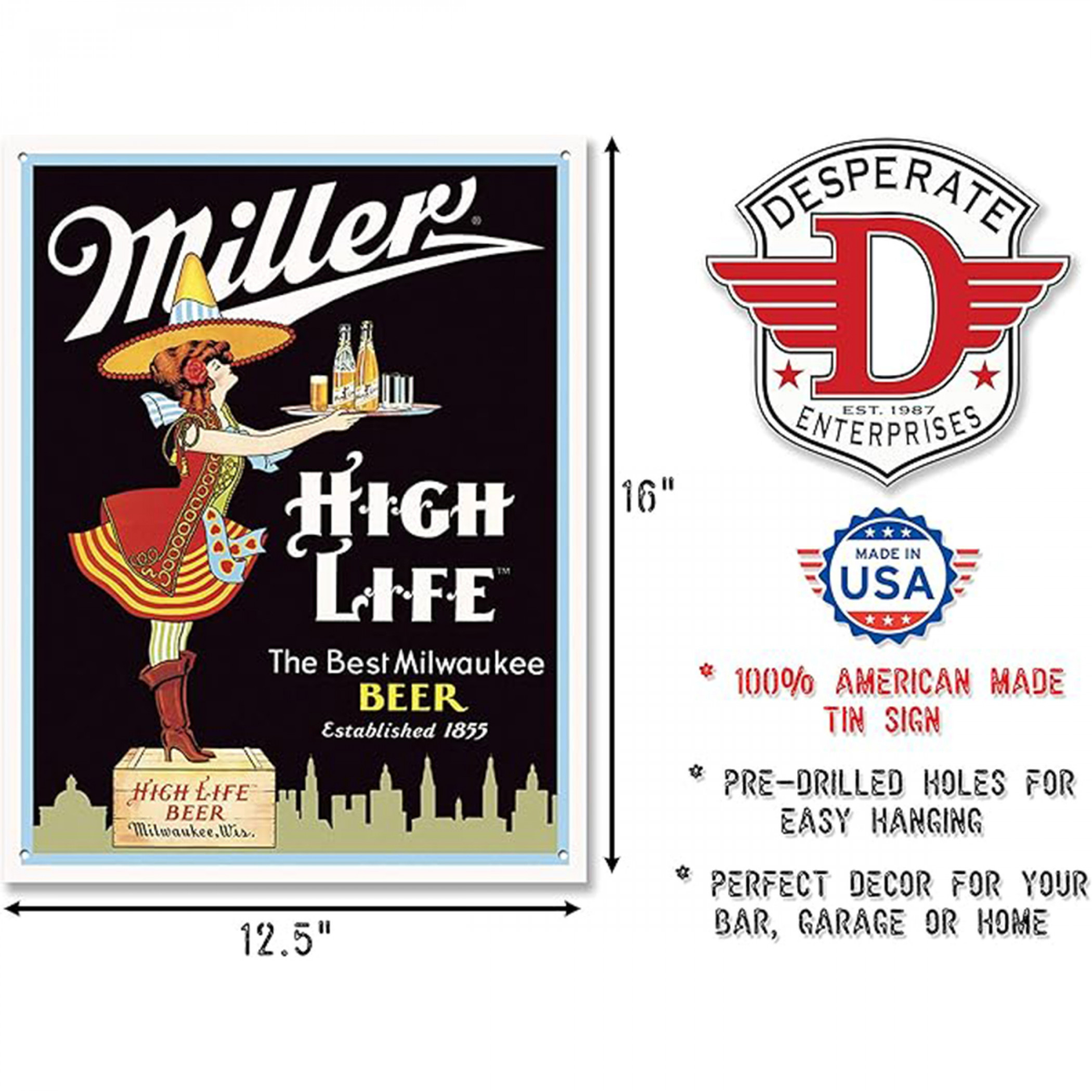 Miller High Life Server Tin Sign