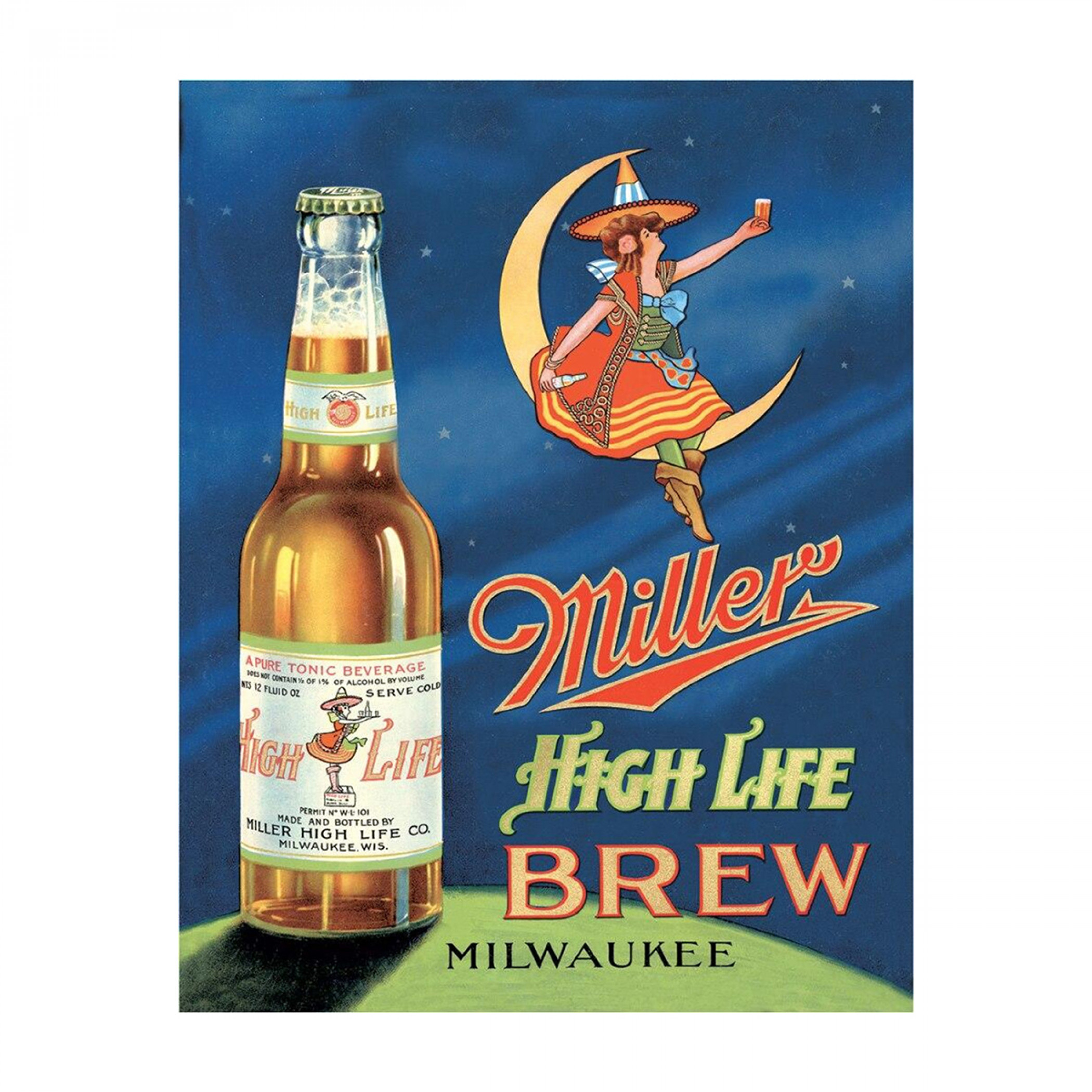 Miller High Life Moon Tin Sign