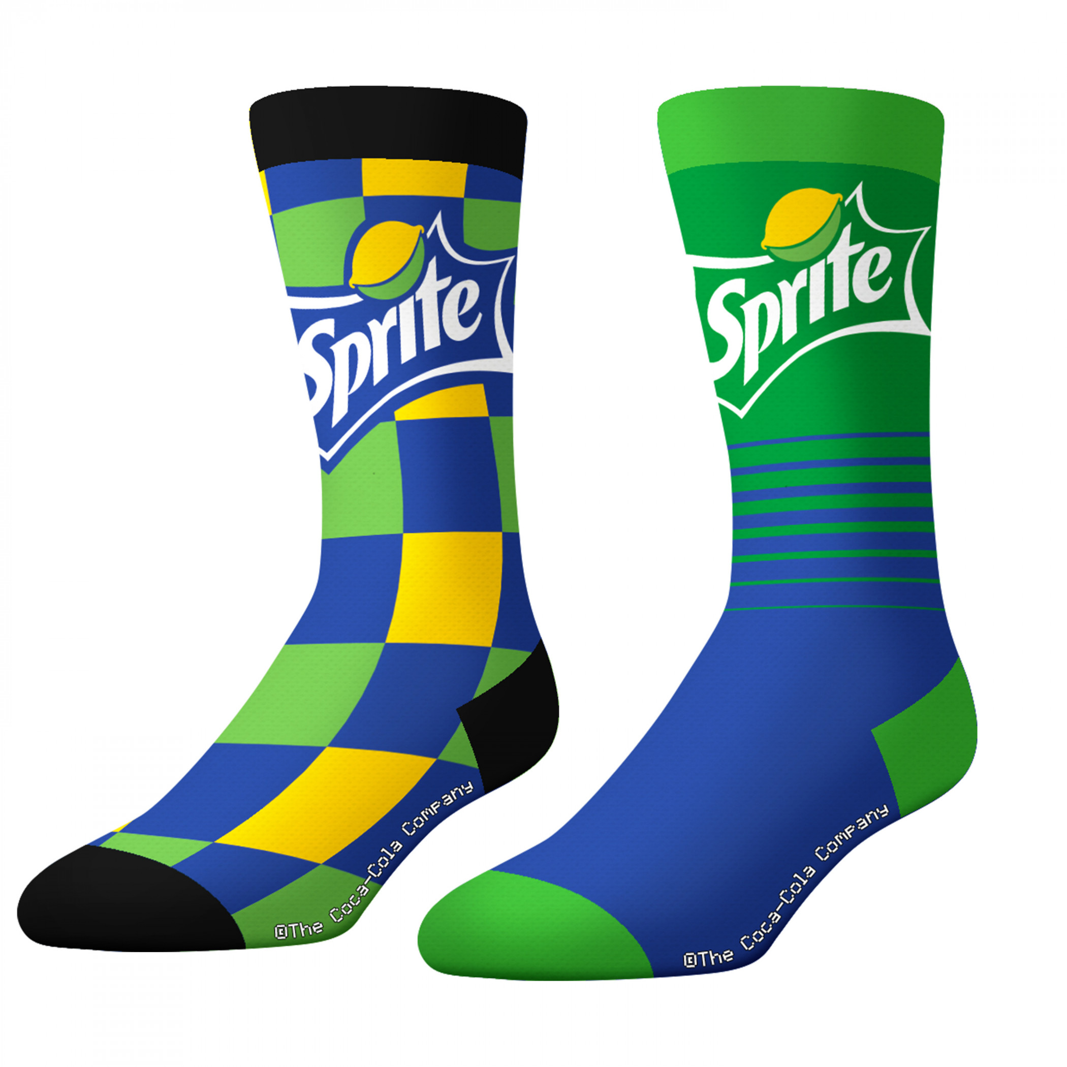 Sprite Checkboard & Lines Adult Crew Socks 2-Pack