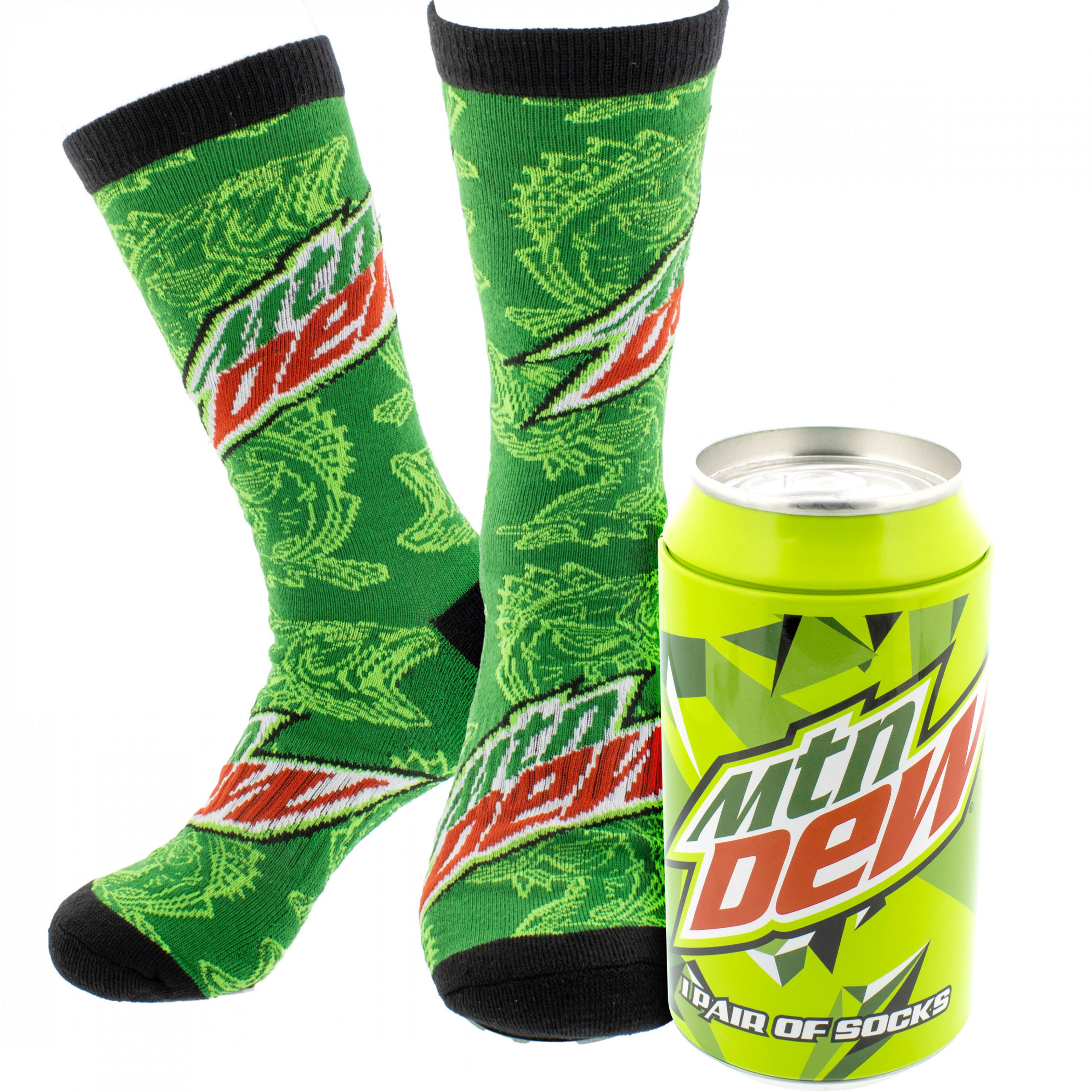 Mountain Dew Bass Drop Crew Socks in a Can