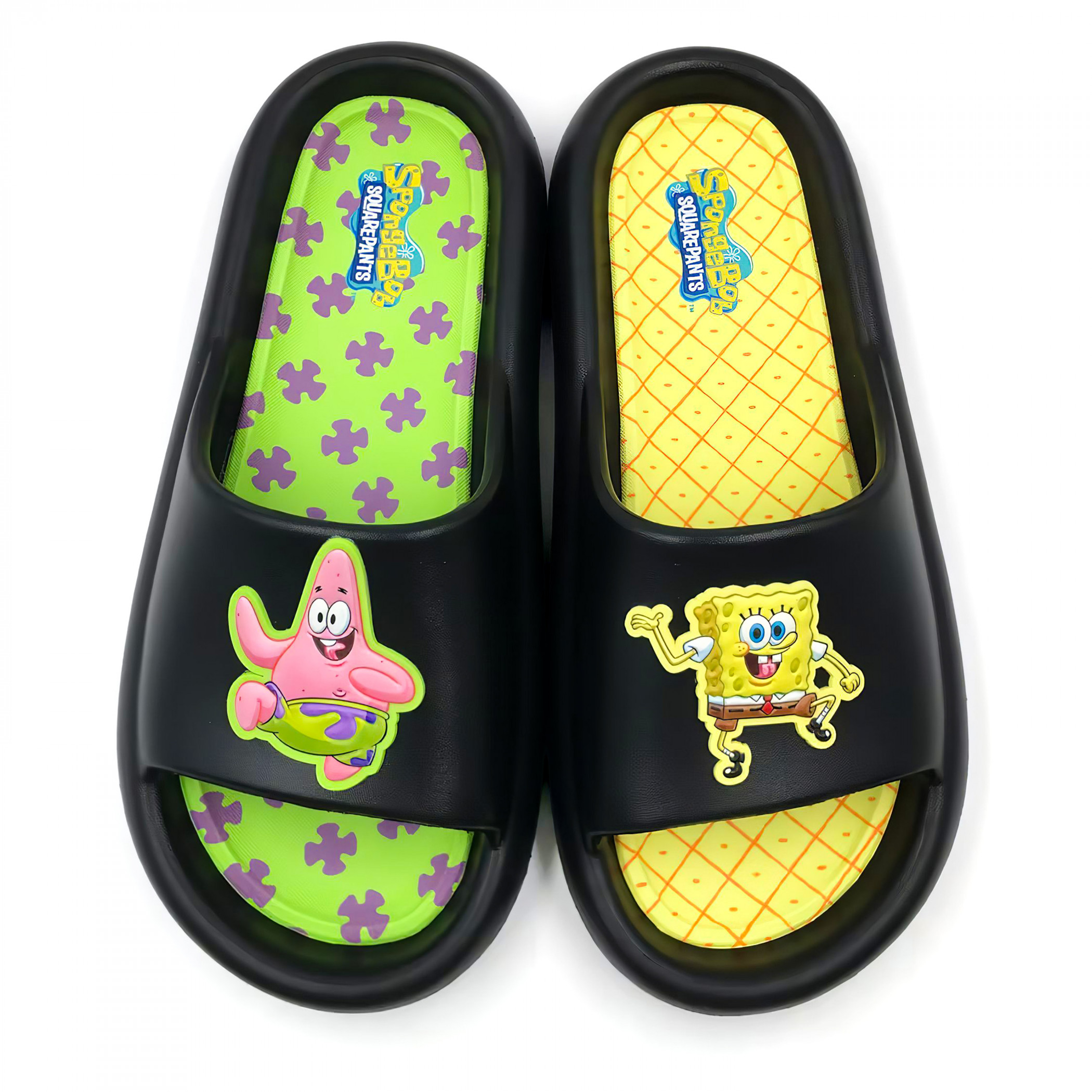 SpongeBob SquarePants and Patrick Men's Comfort Foam Slide Sandals, Multi-Color