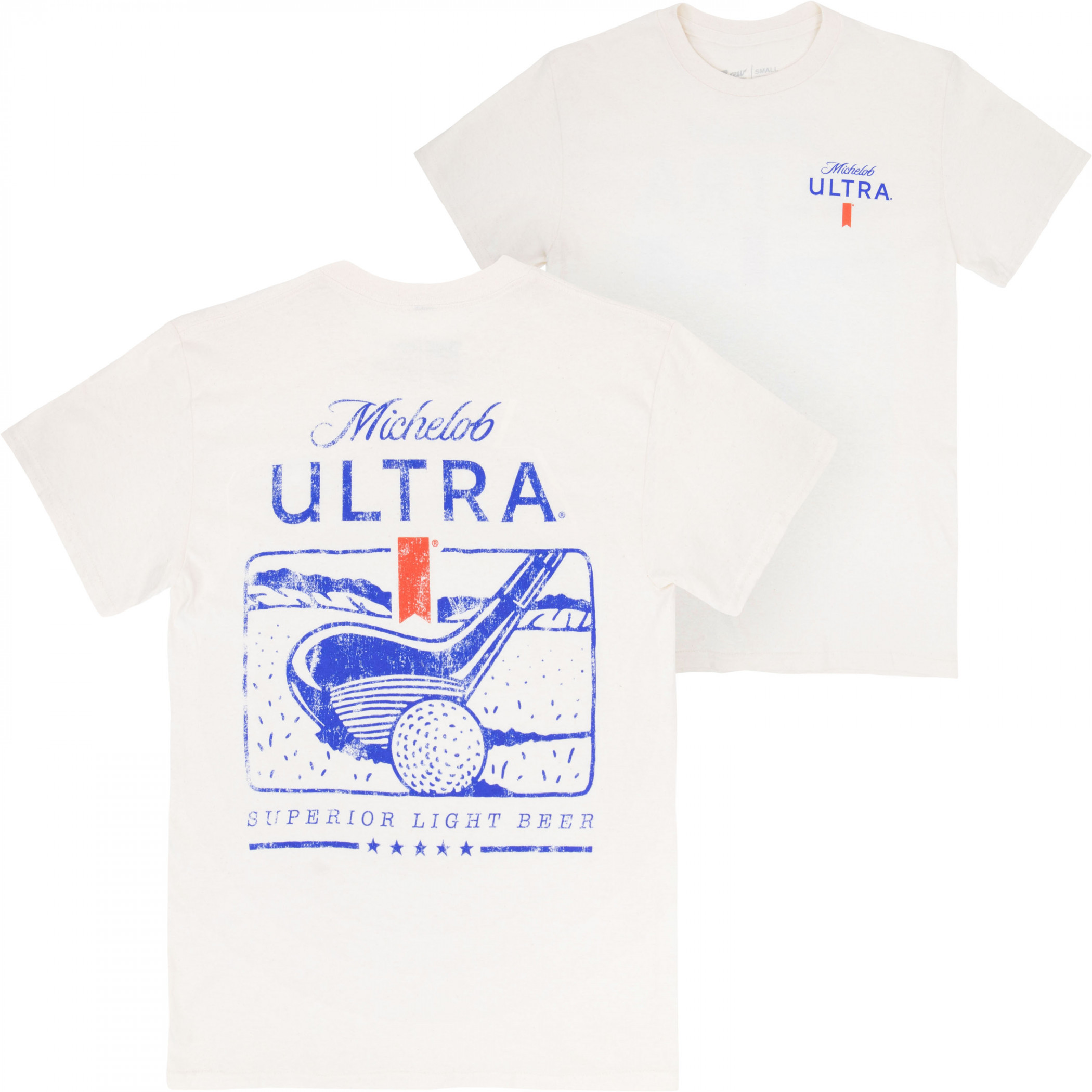 Michelob Ultra Golf Driver Beige Colorway Front and Back Print T-Shirt