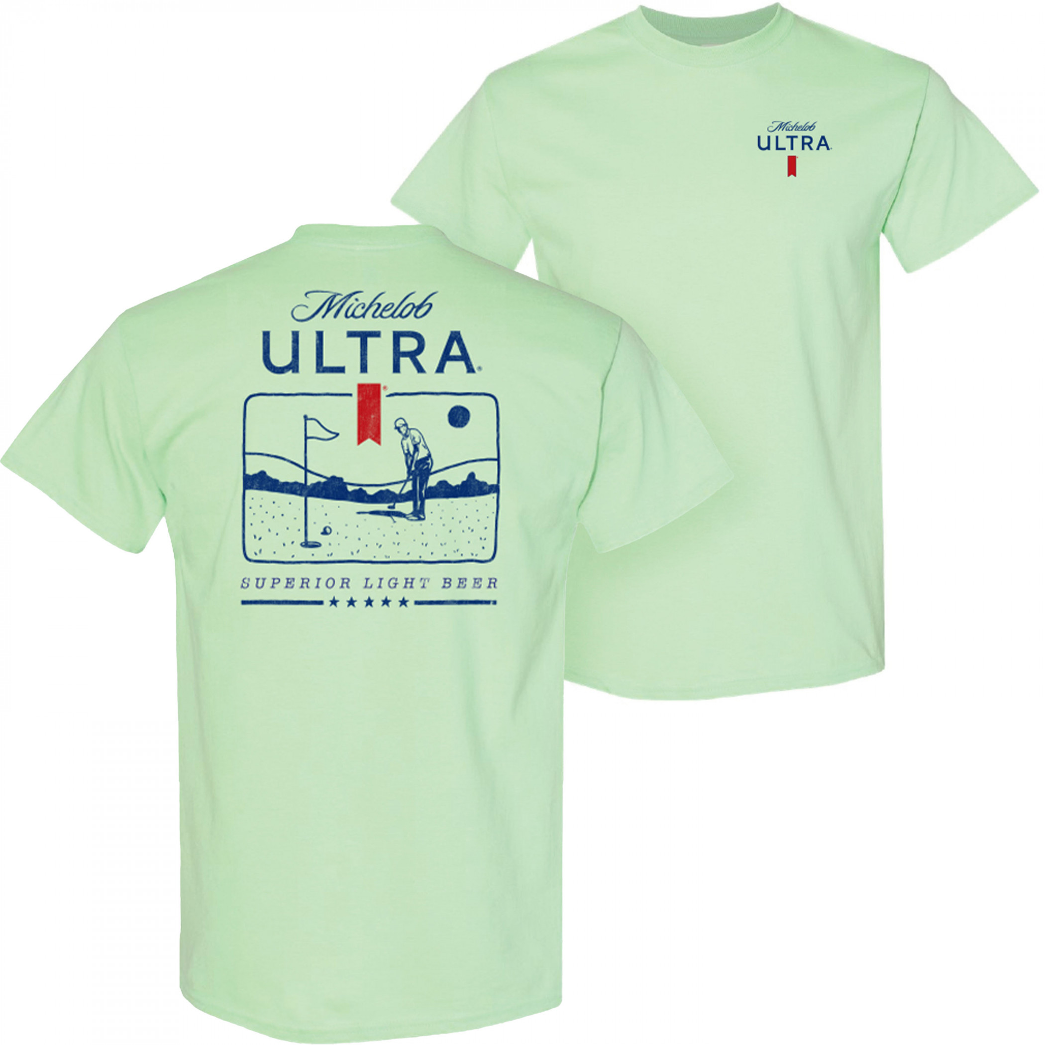 Michelob Ultra Golf Putting Green Colorway Front & Back Print T-Shirt