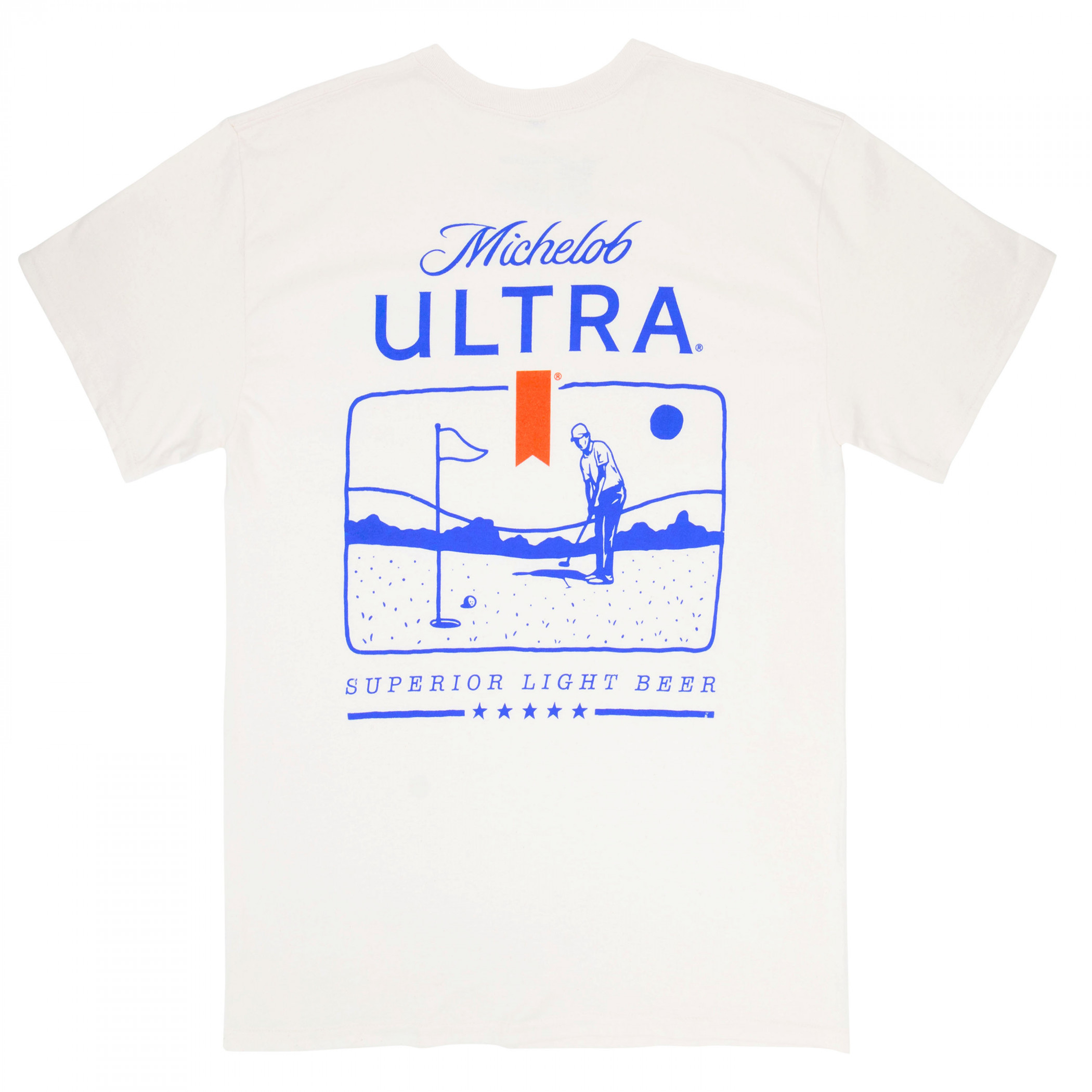Michelob Ultra Golf Putting Beige Colorway Front & Back Print T-Shirt