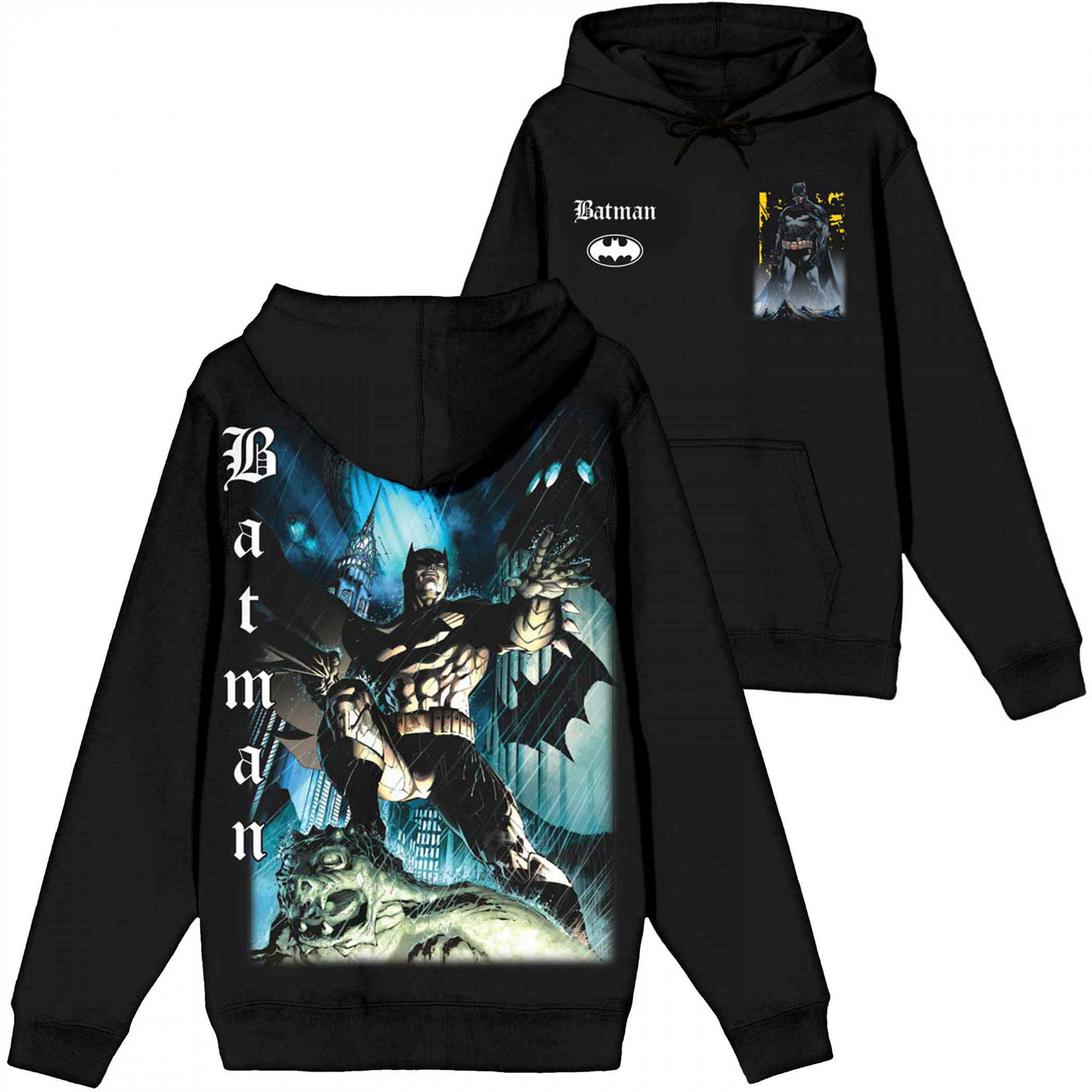 Batman Comic Covers Front and Back Print Pullover Hoodie, Black