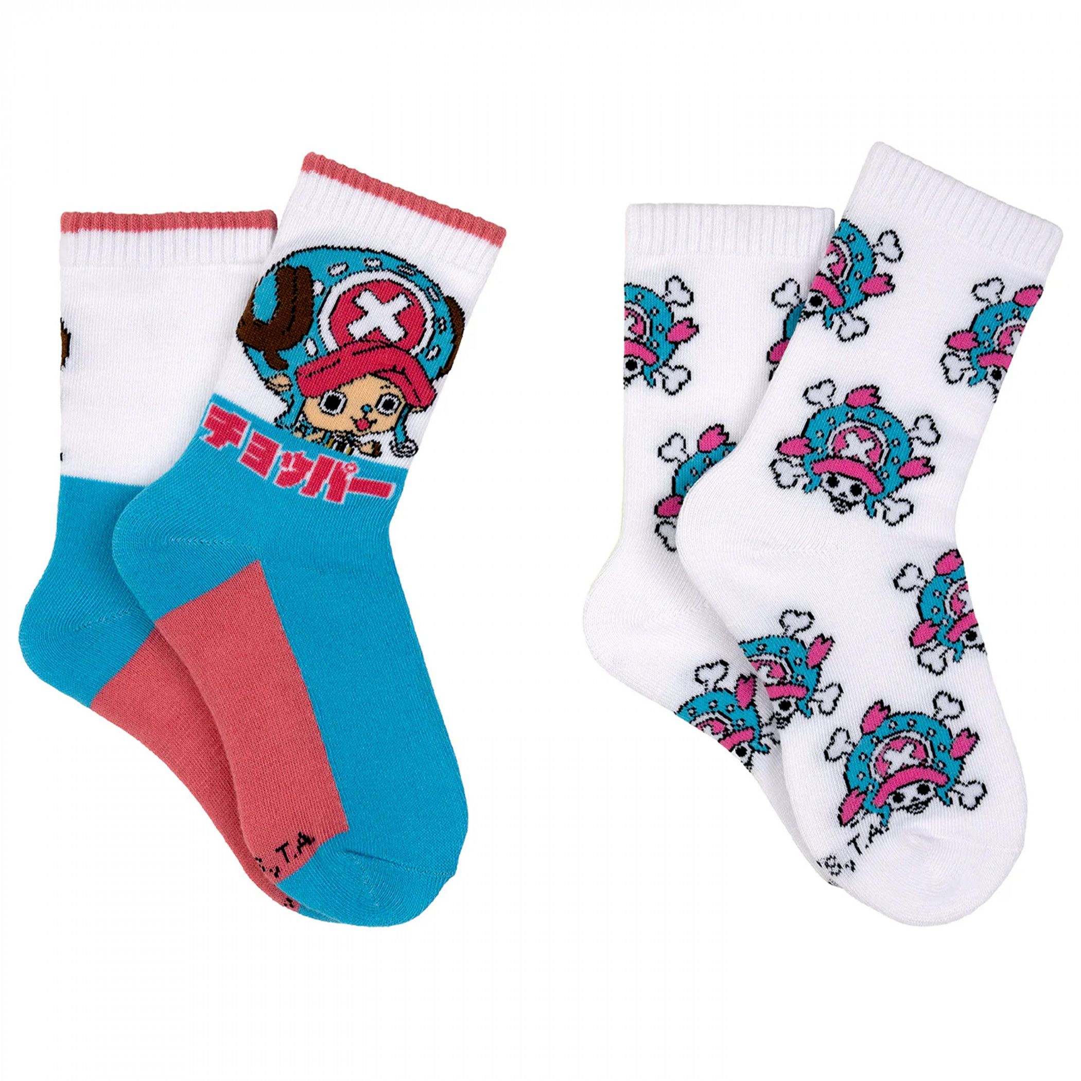 One Piece Chopper Kid's Crew Socks 2-Pair Pack, Multi-Color