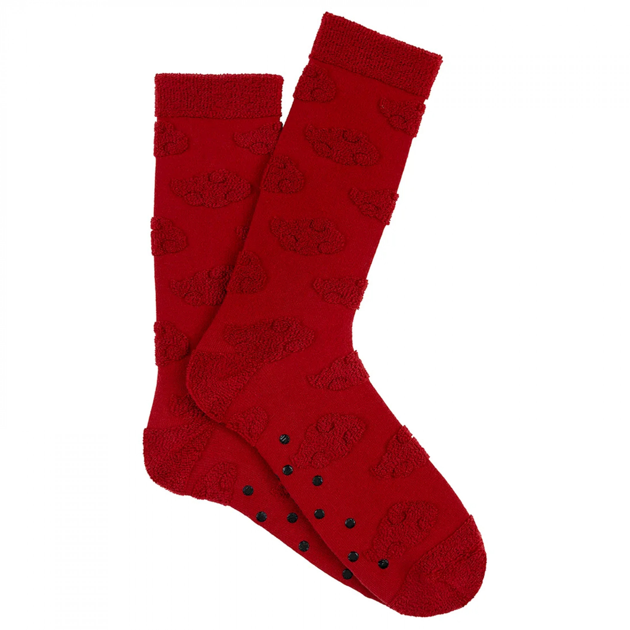 Naruto Shippuden Cloud Reverse Terry Crew Socks, Red