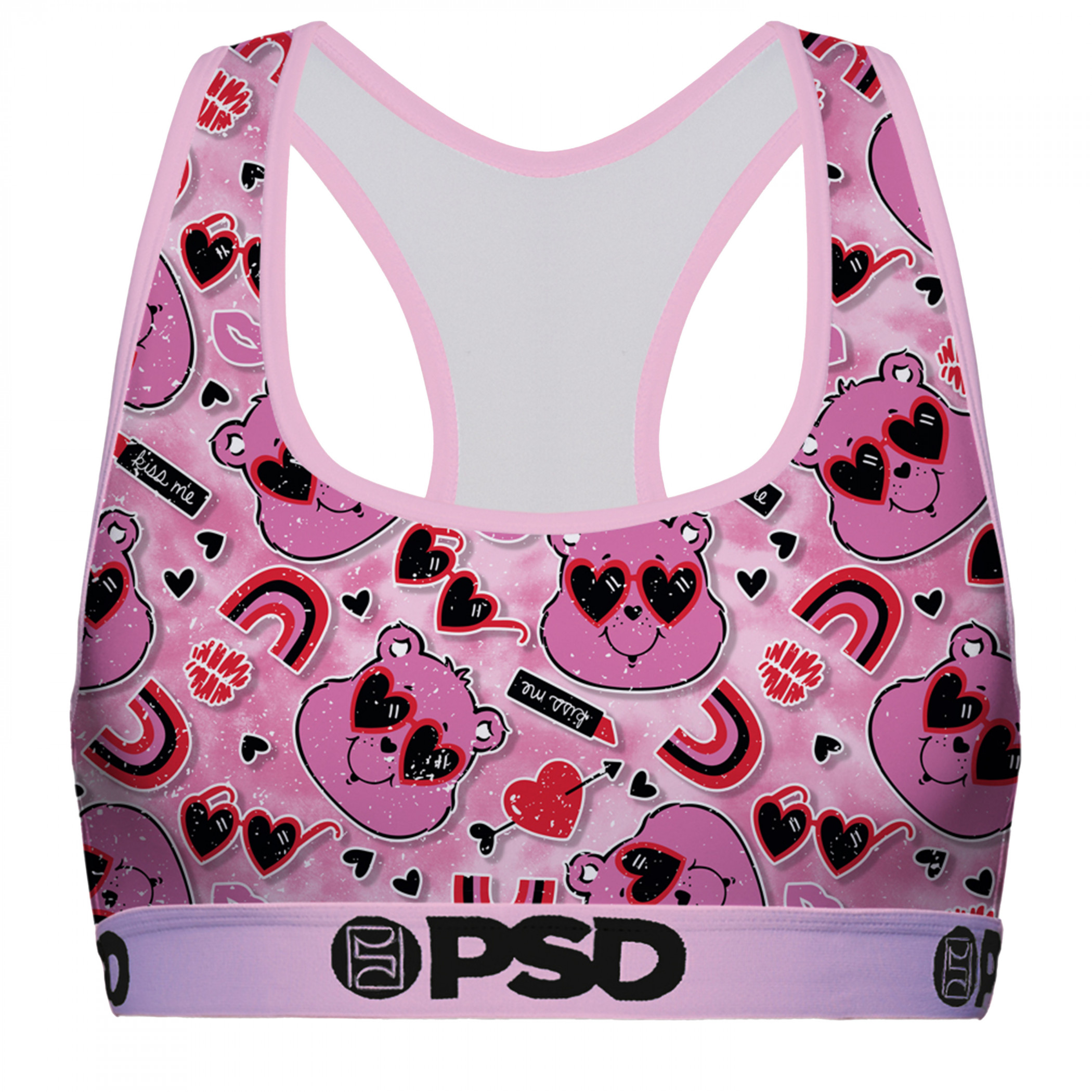Care Bears Lipstick Rainbows PSD Sports Bra, Pink
