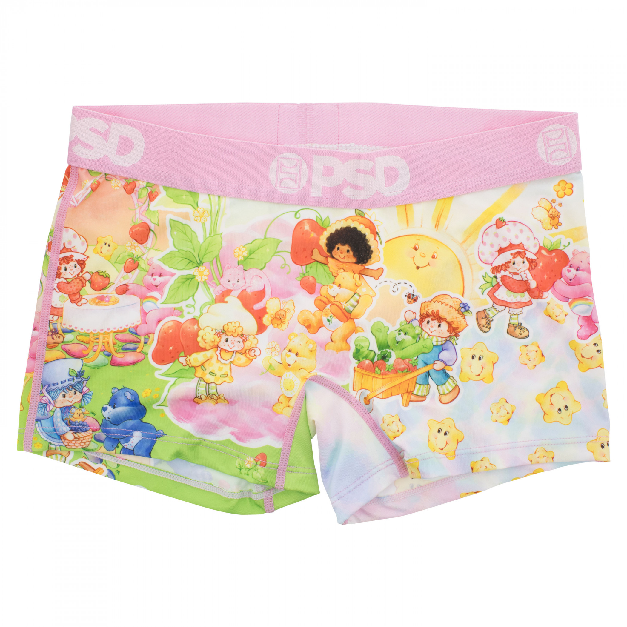 Strawberry Shortcake X Care Bears Stickers PSD Boyshorts Underwear, Multi-Color