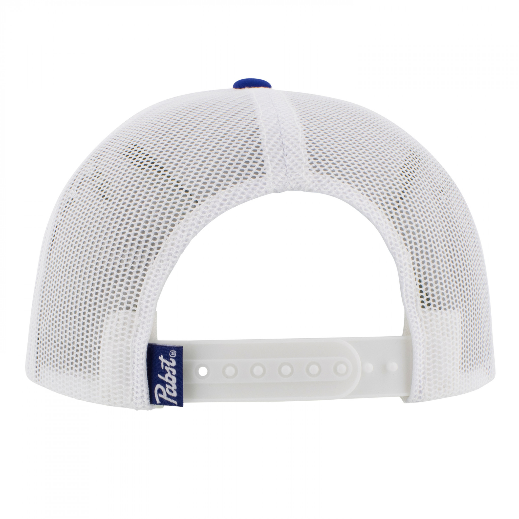 Pabst Blue Ribbon Patch Logo Blue and White Flat Bill Trucker Hat