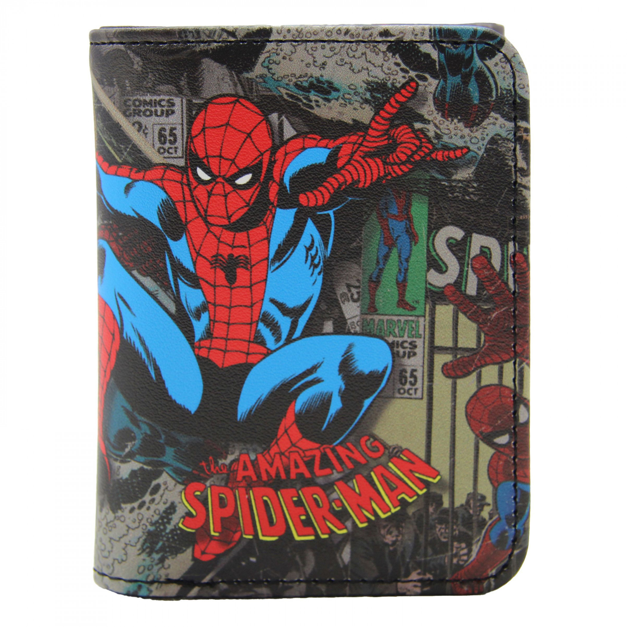 Spider-Man Jump and Cover Collage Trifold Wallet, Multi-Color