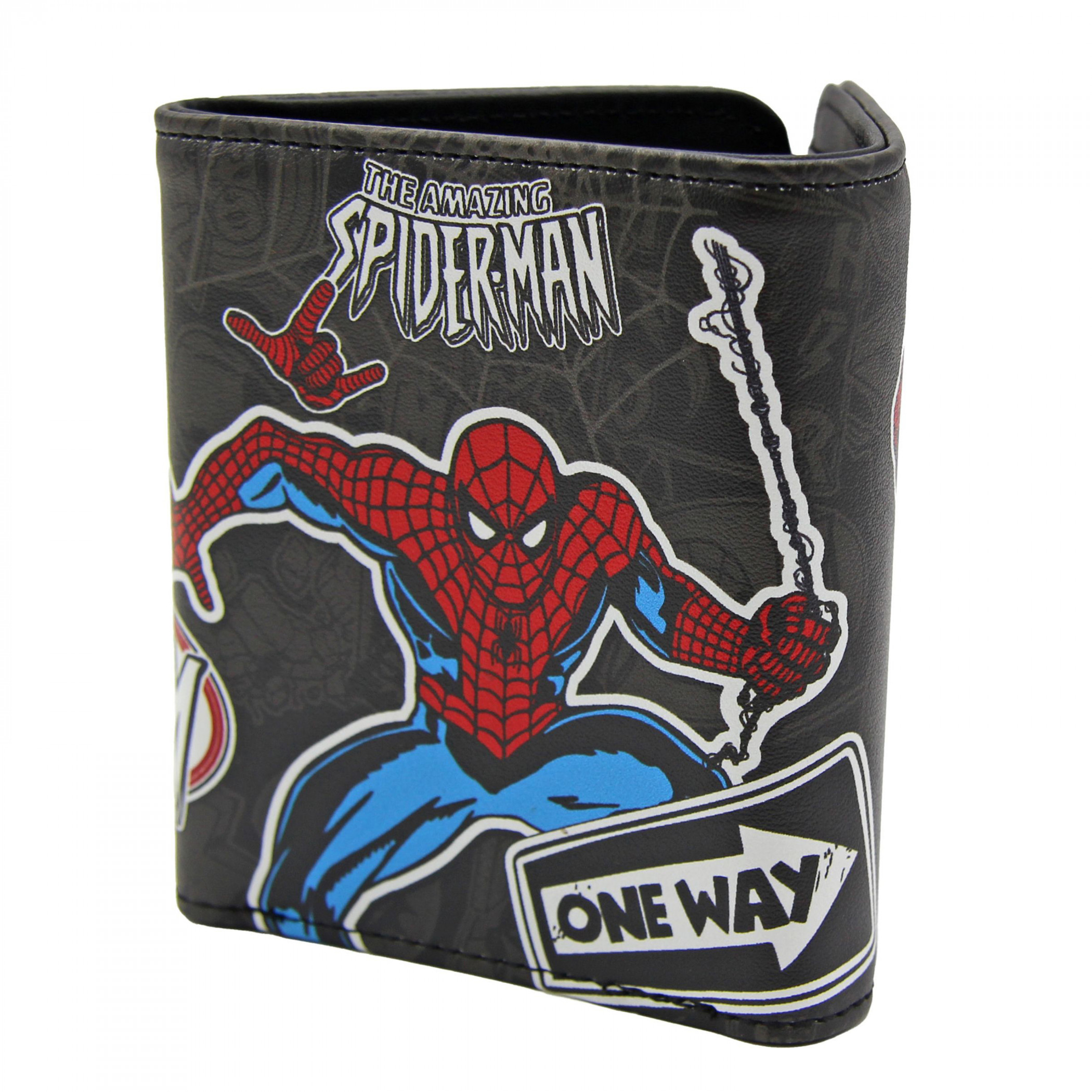 Spider-Man Sticker Collage Trifold Wallet, Multi-Color