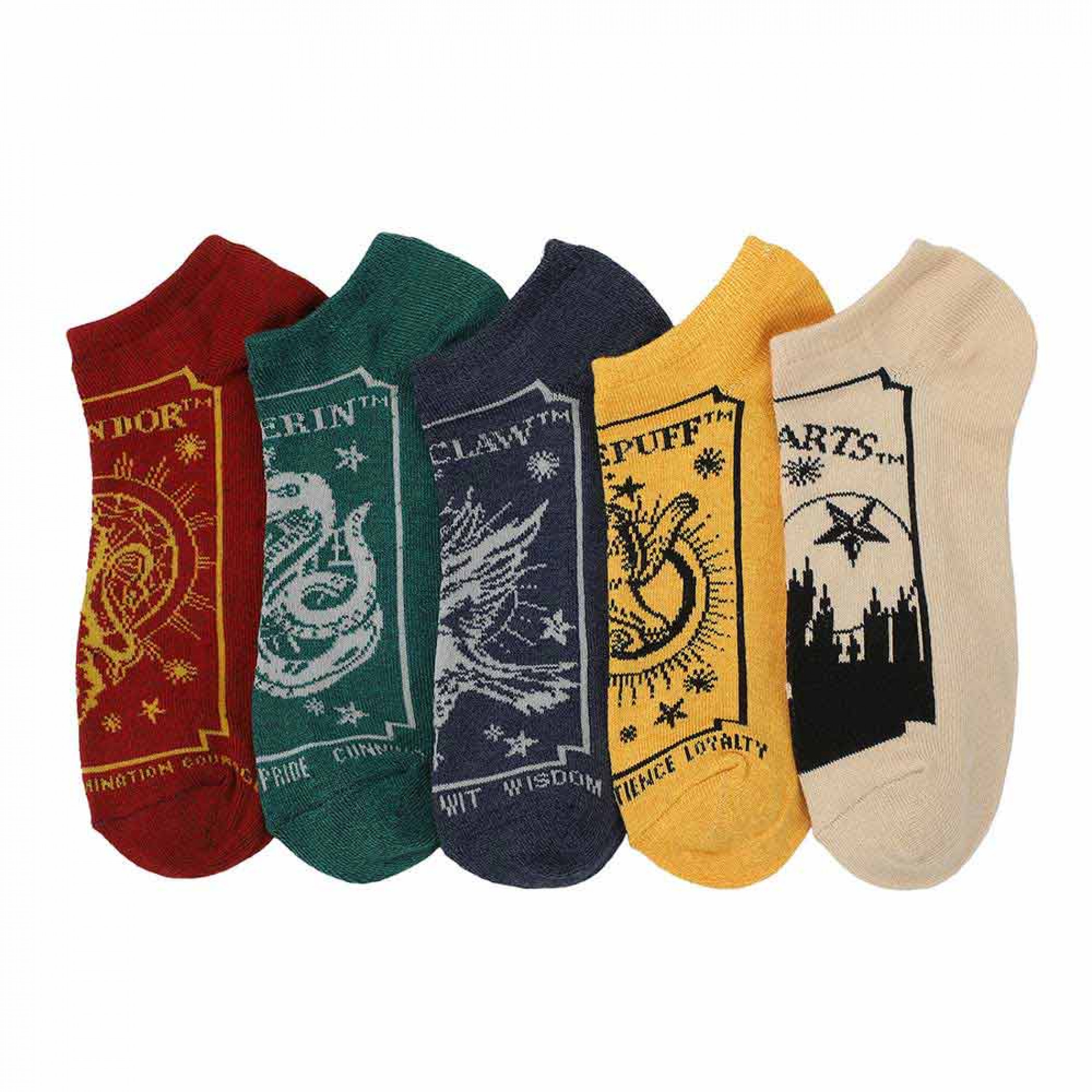 Harry Potter Hogwarts Houses Celestial 5-Pack Ankle Socks, Multi-Color