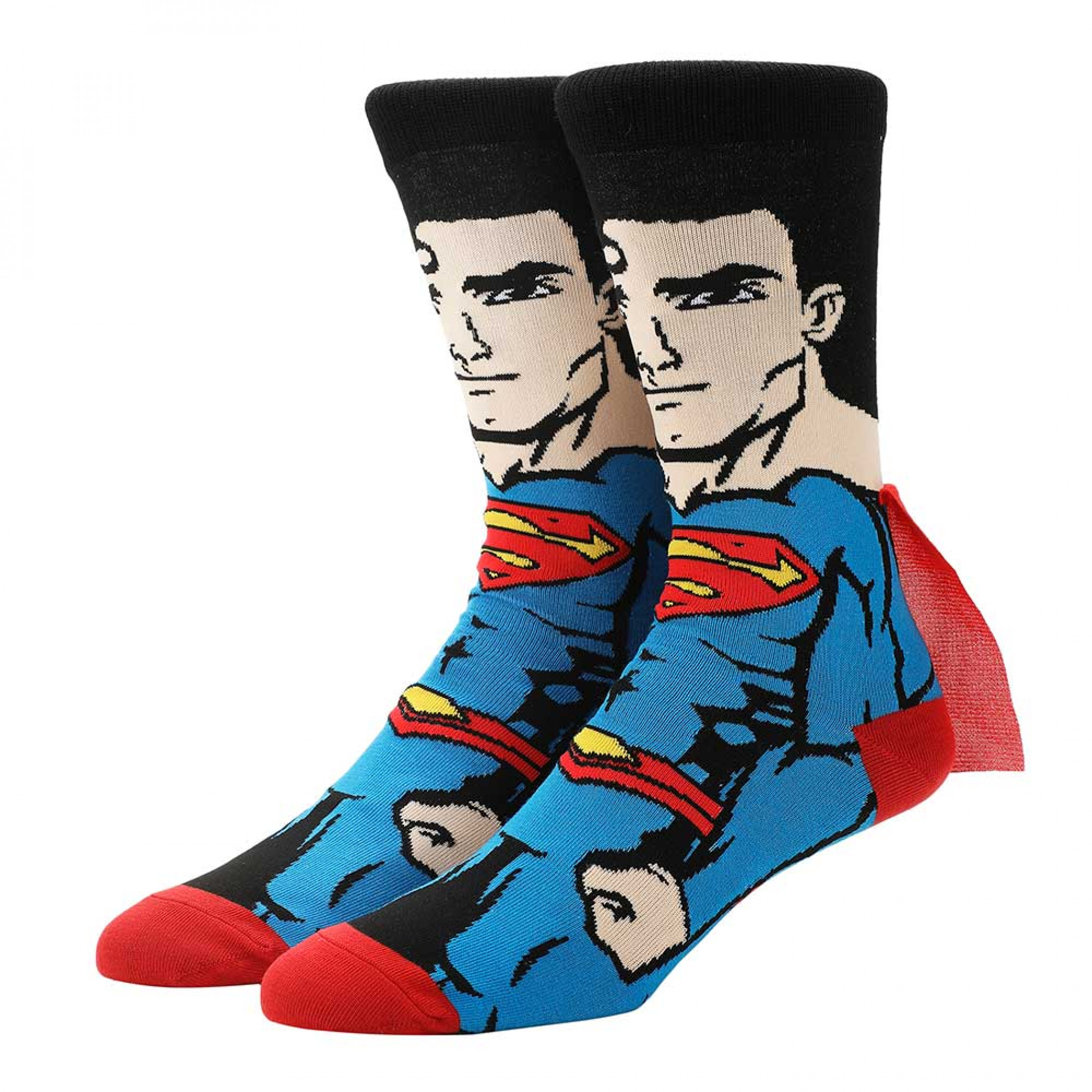 Superman Rebirth 360-Print Crew Socks with Cape, Multi-Color