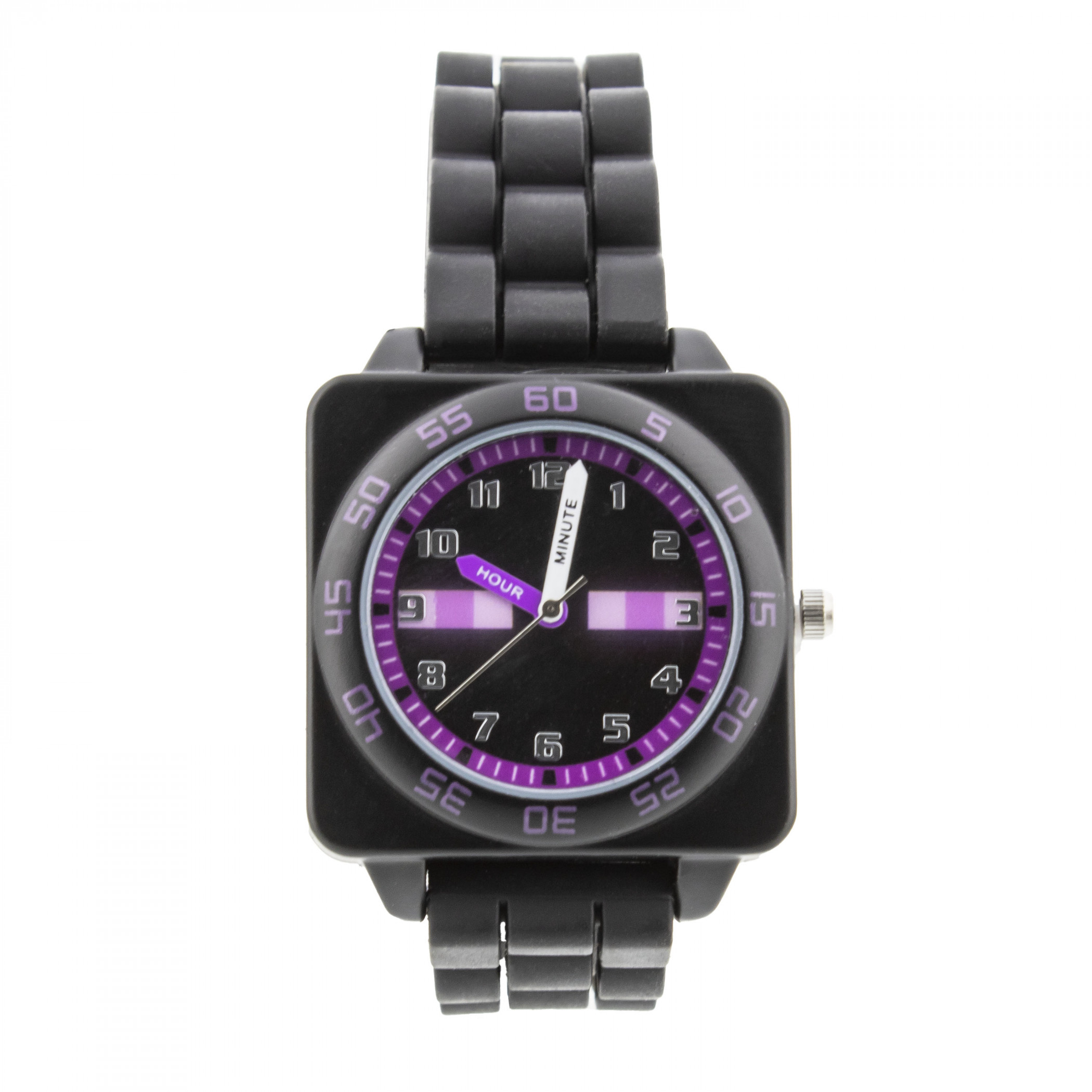 Minecraft Enderman Time Teacher Analog Watch with Rubber Strap, Black
