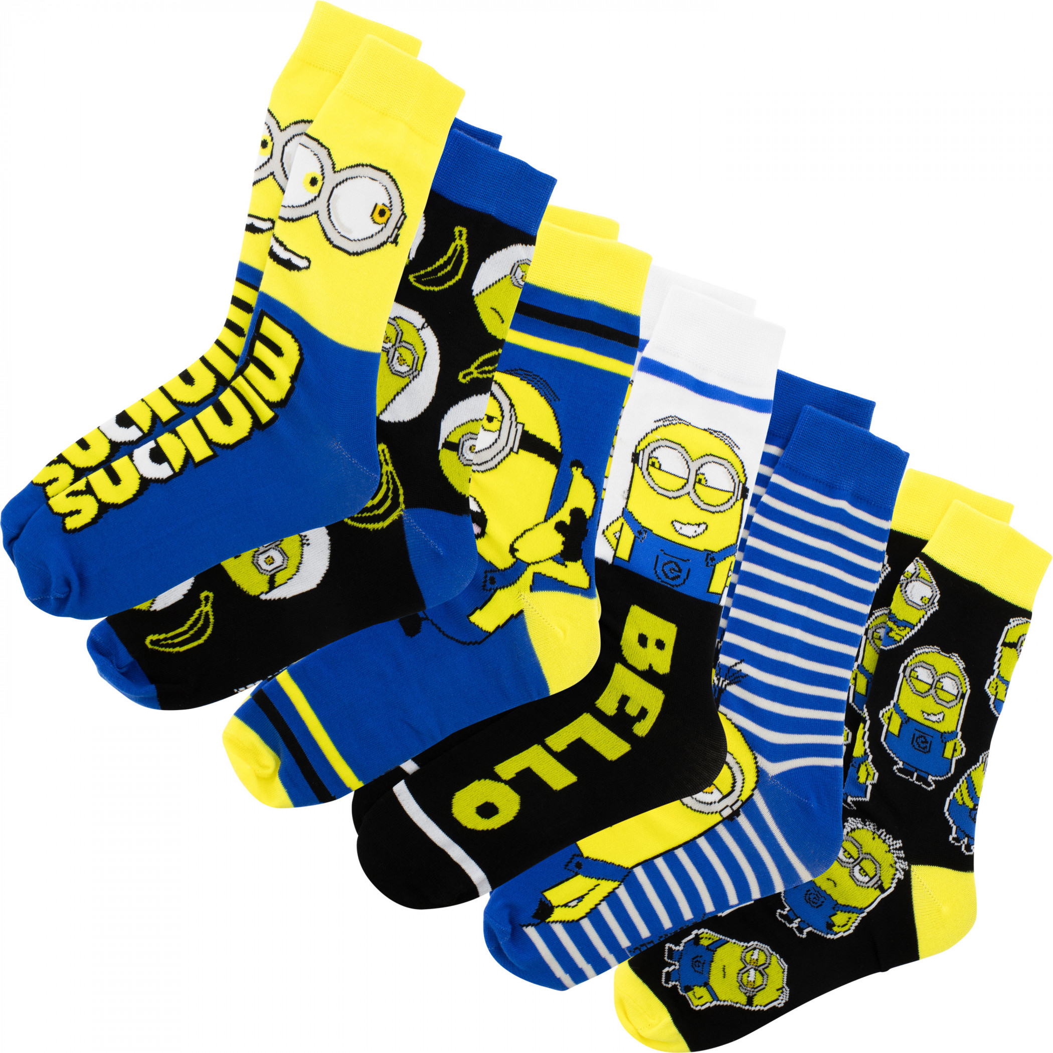 Minions Assorted Characters 6-Pack Crew Socks, Multi-Color