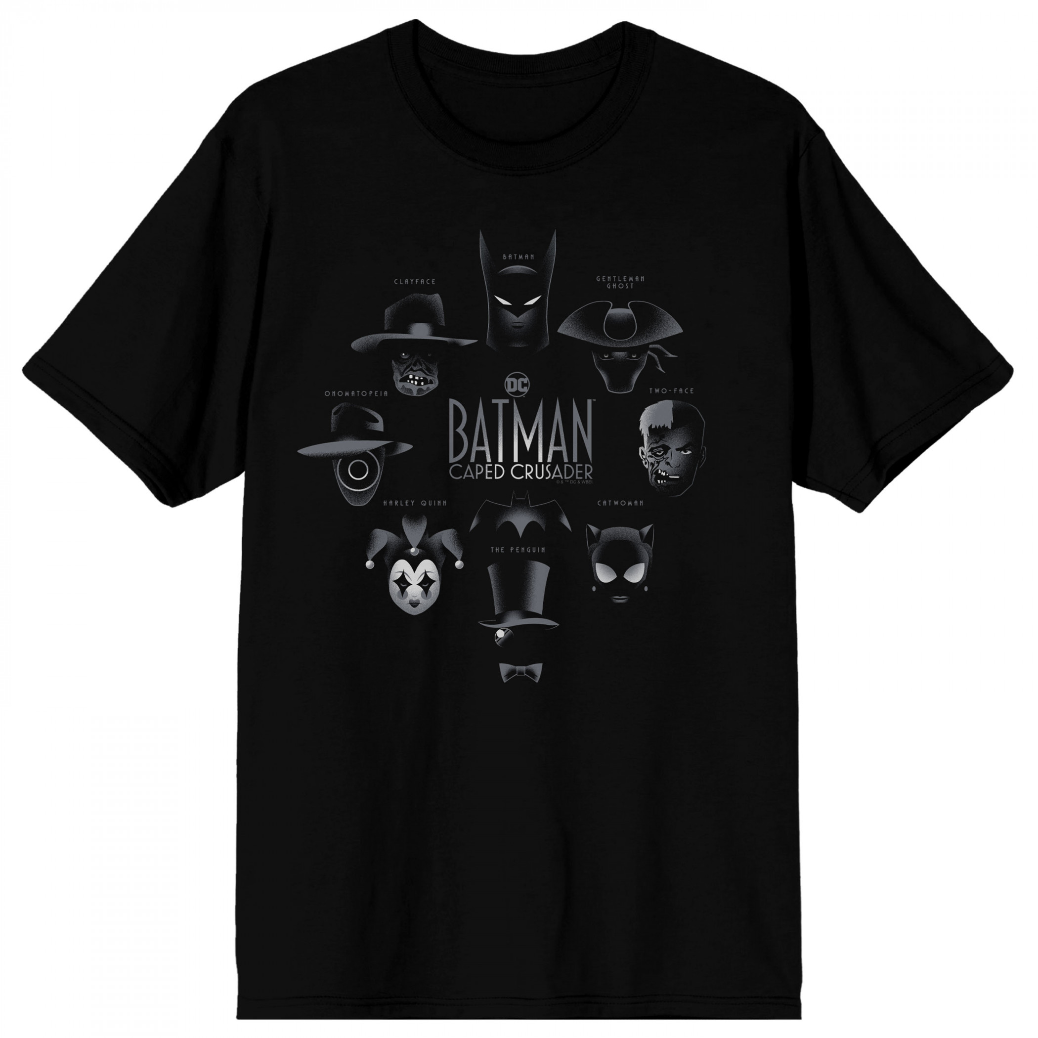 Batman The Caped Crusader Character Profiles T-Shirt, Black