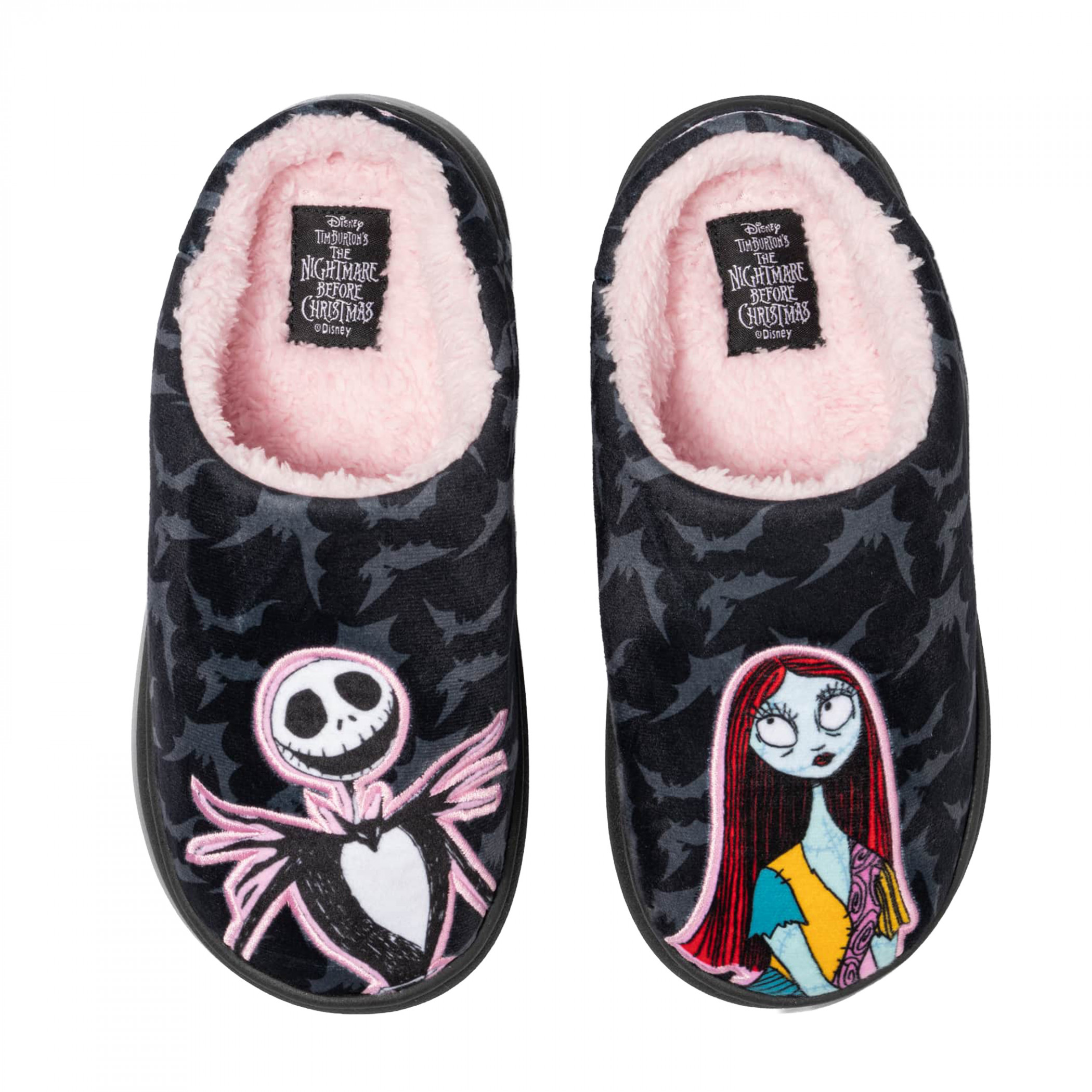 Nightmare Before Christmas Jack and Sally Women's Clog Slippers, Black