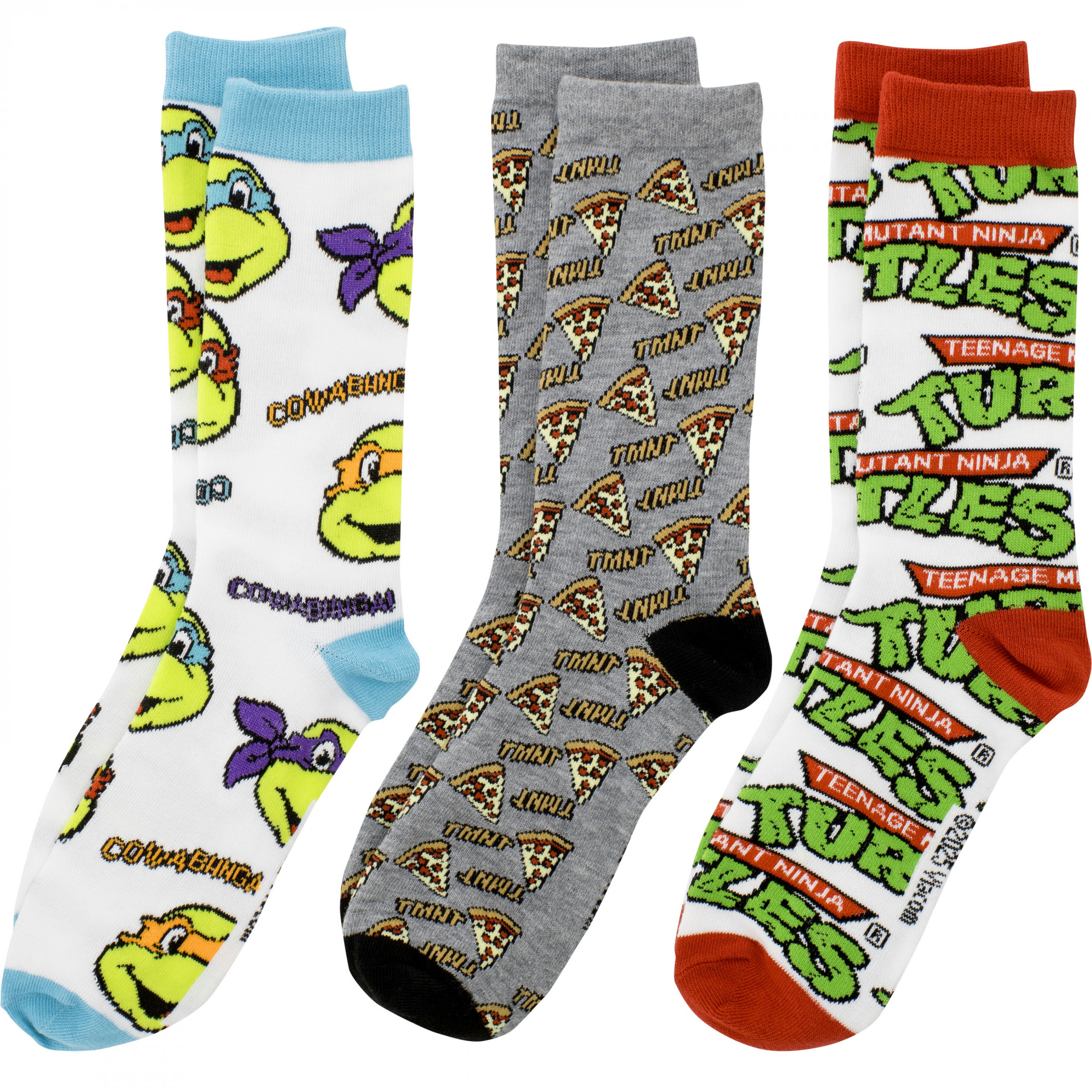 Teenage Mutant Ninja Turtles Pizza Crew Socks 3-Pair Pack, Multi-Color