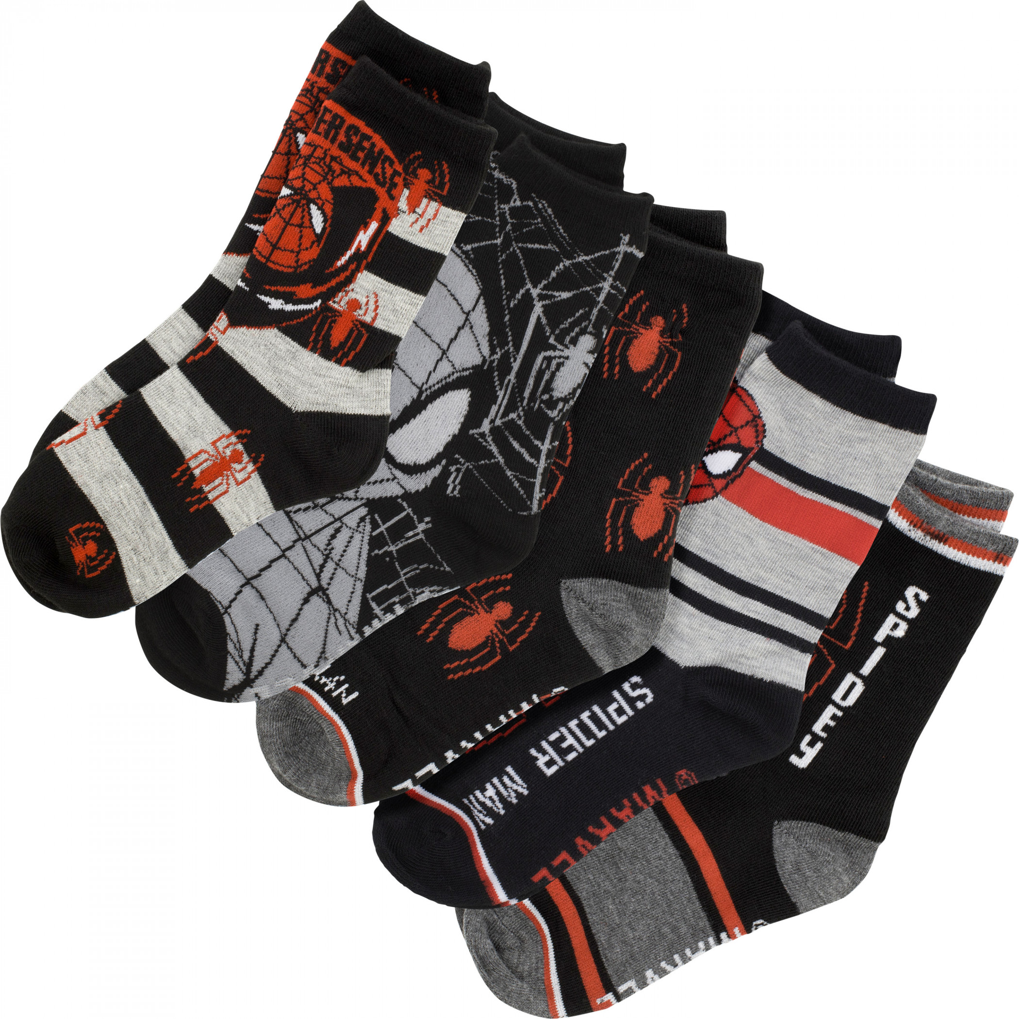 Spider-Man Athletic Crew Kid Socks 5-Pair Pack, Multi-Color