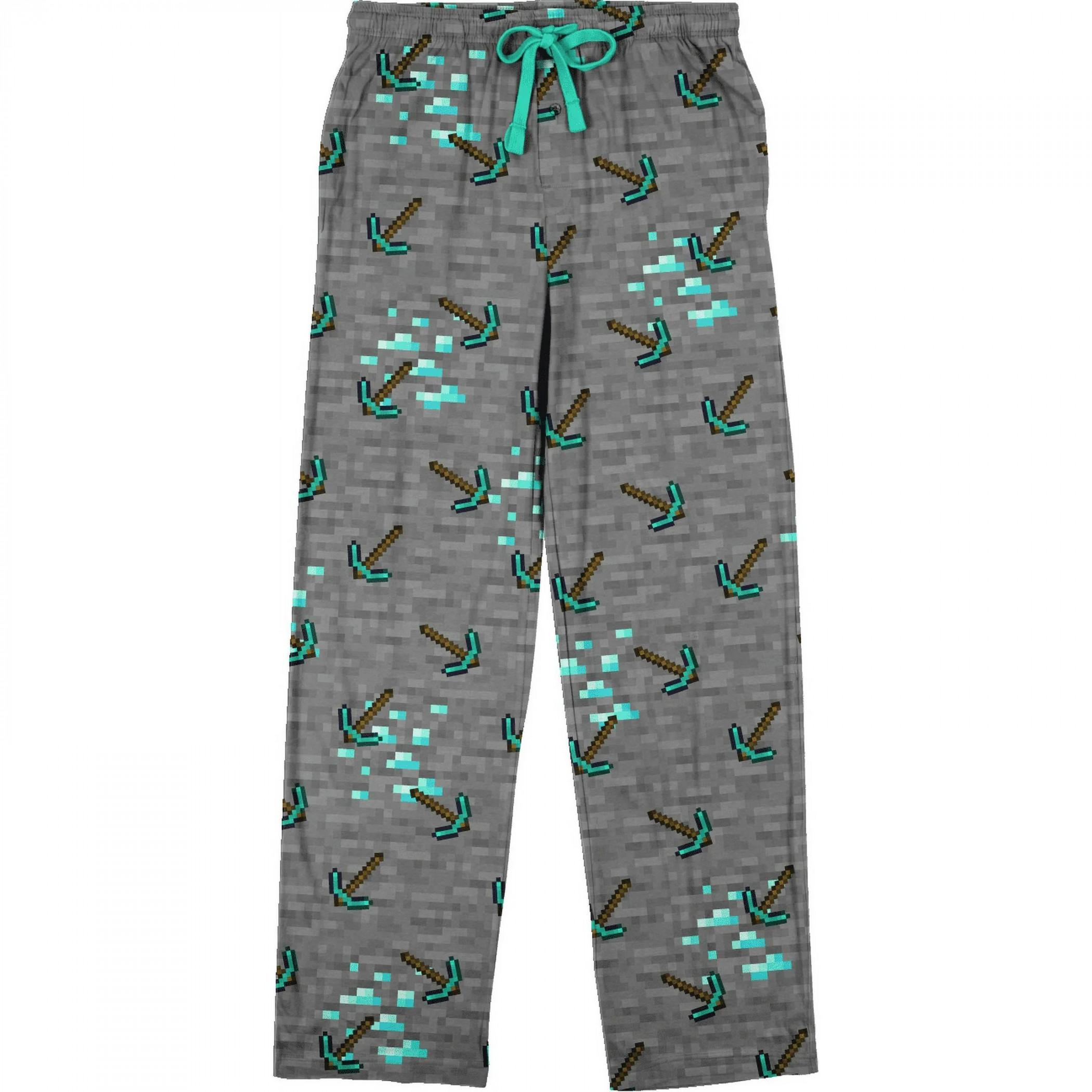 Minecraft Mining Diamonds Men's Sleep Pants, Grey