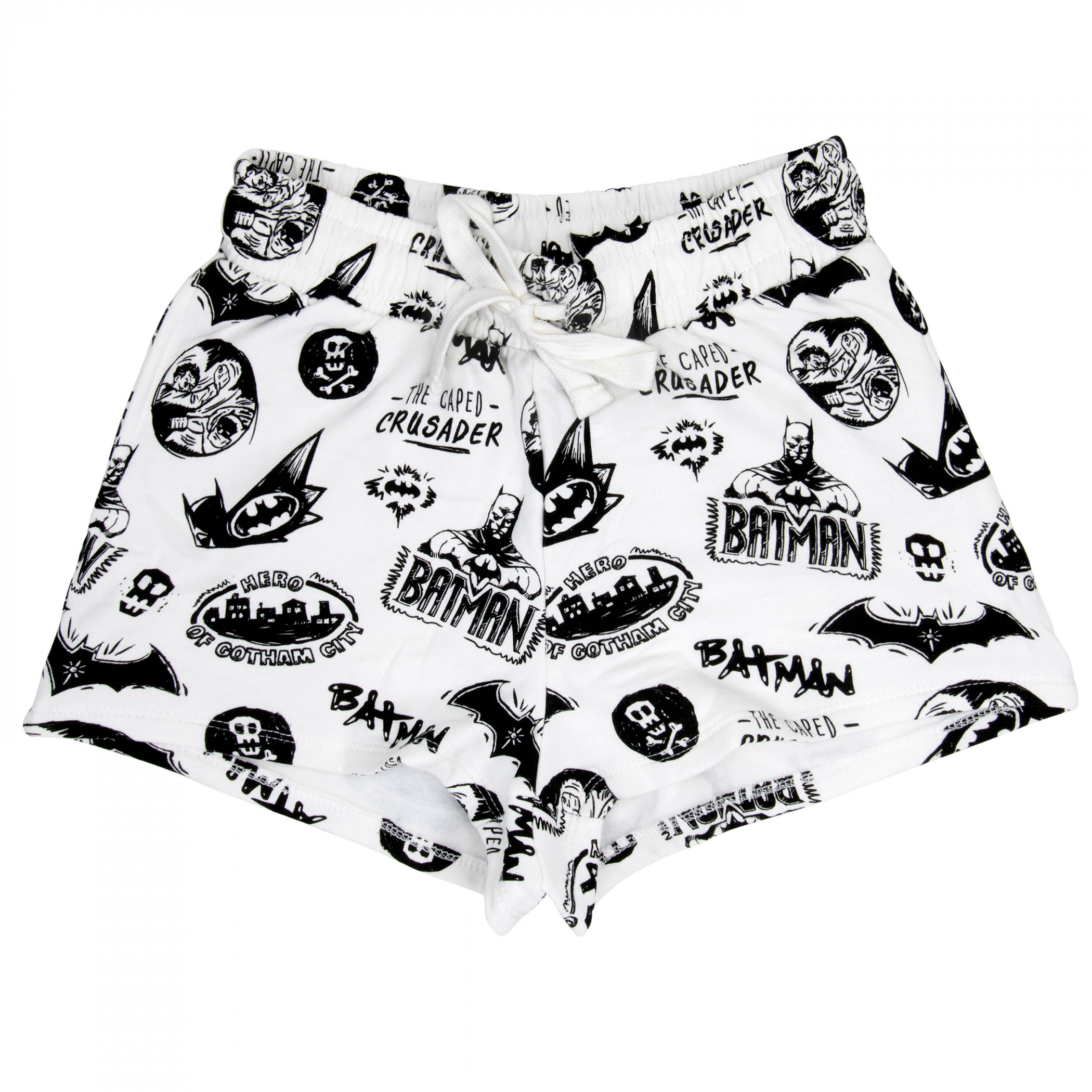 Batman Logo Varieties Junior's Lounge Shorts, White