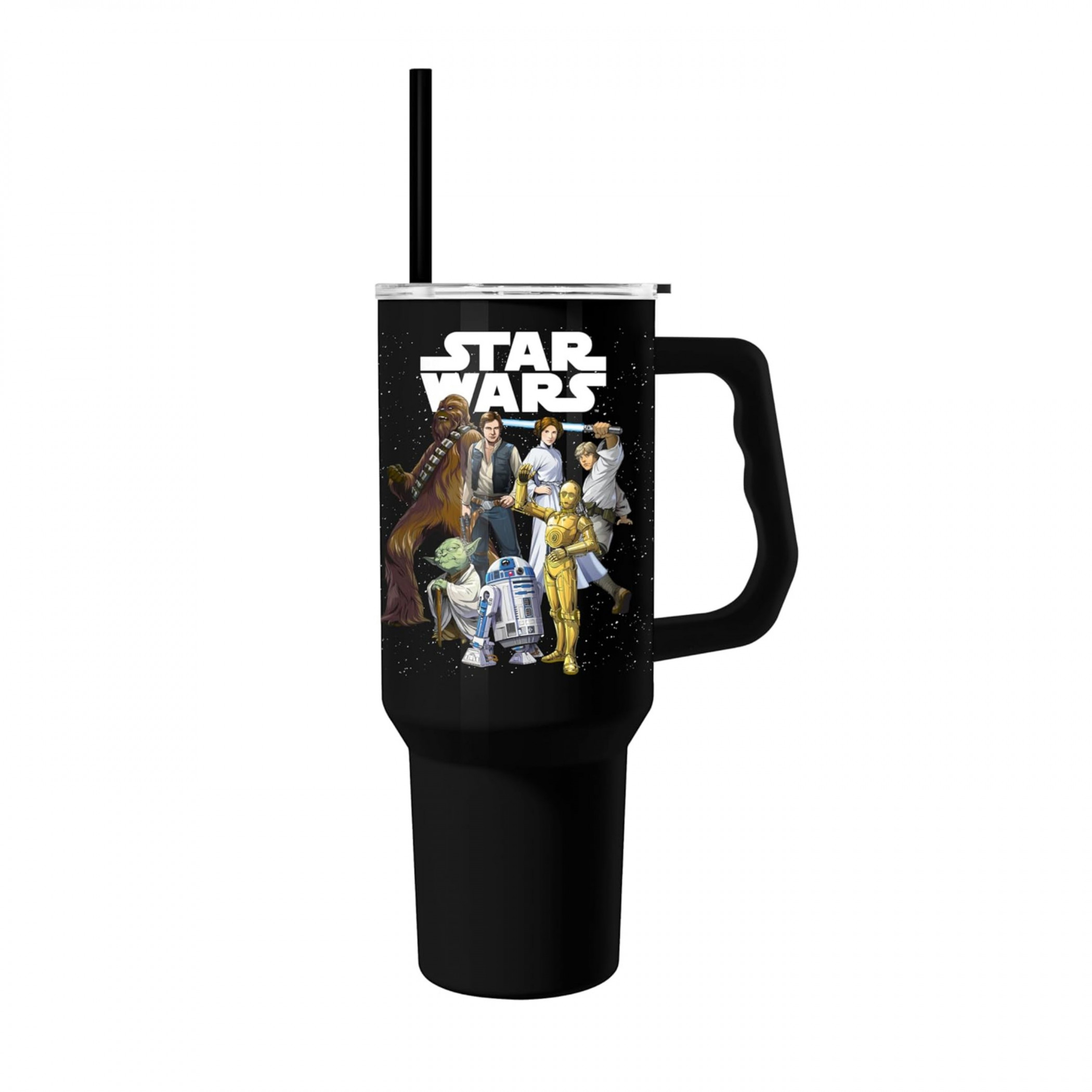 Star Wars Group 40oz with Handle and Straw Stainless Steel Tumbler, Black