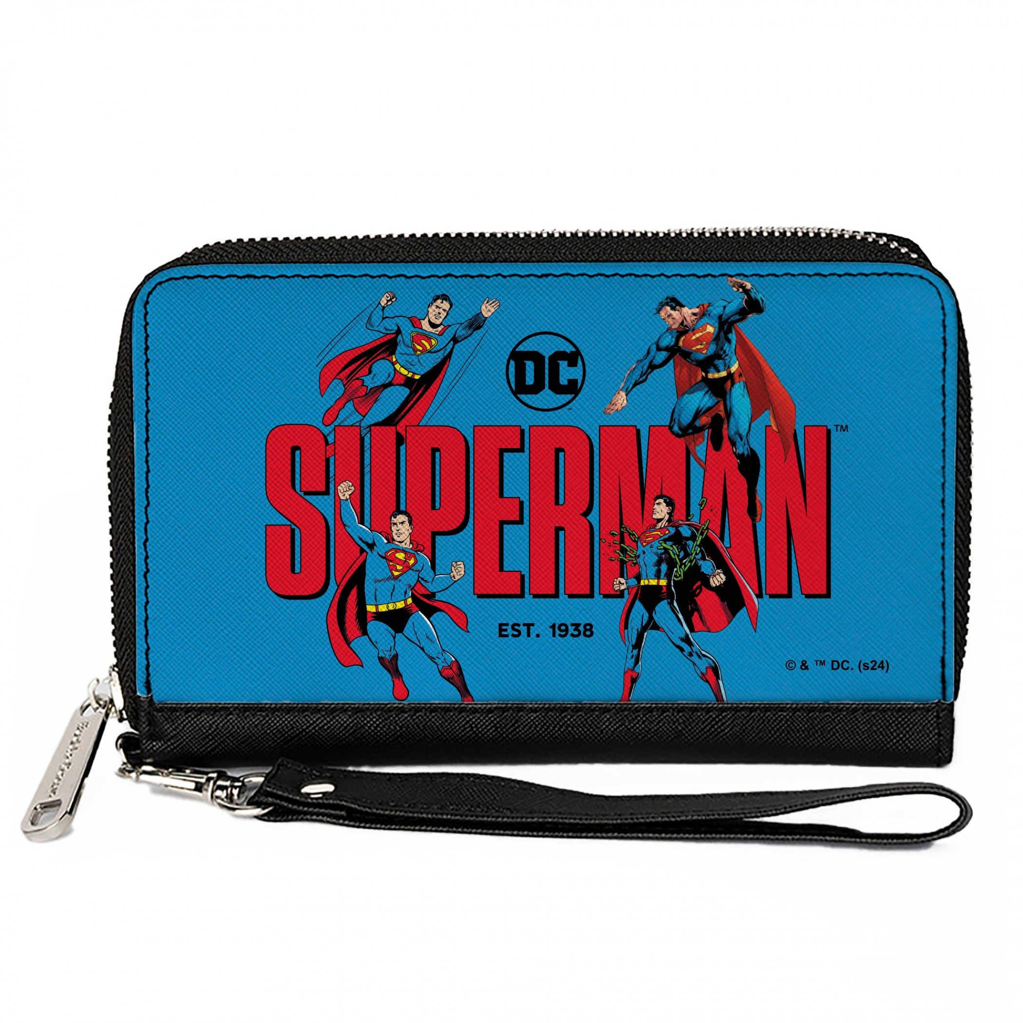 Superman Est. 1938 Action Poses Zip Around Wallet, Multi-Color